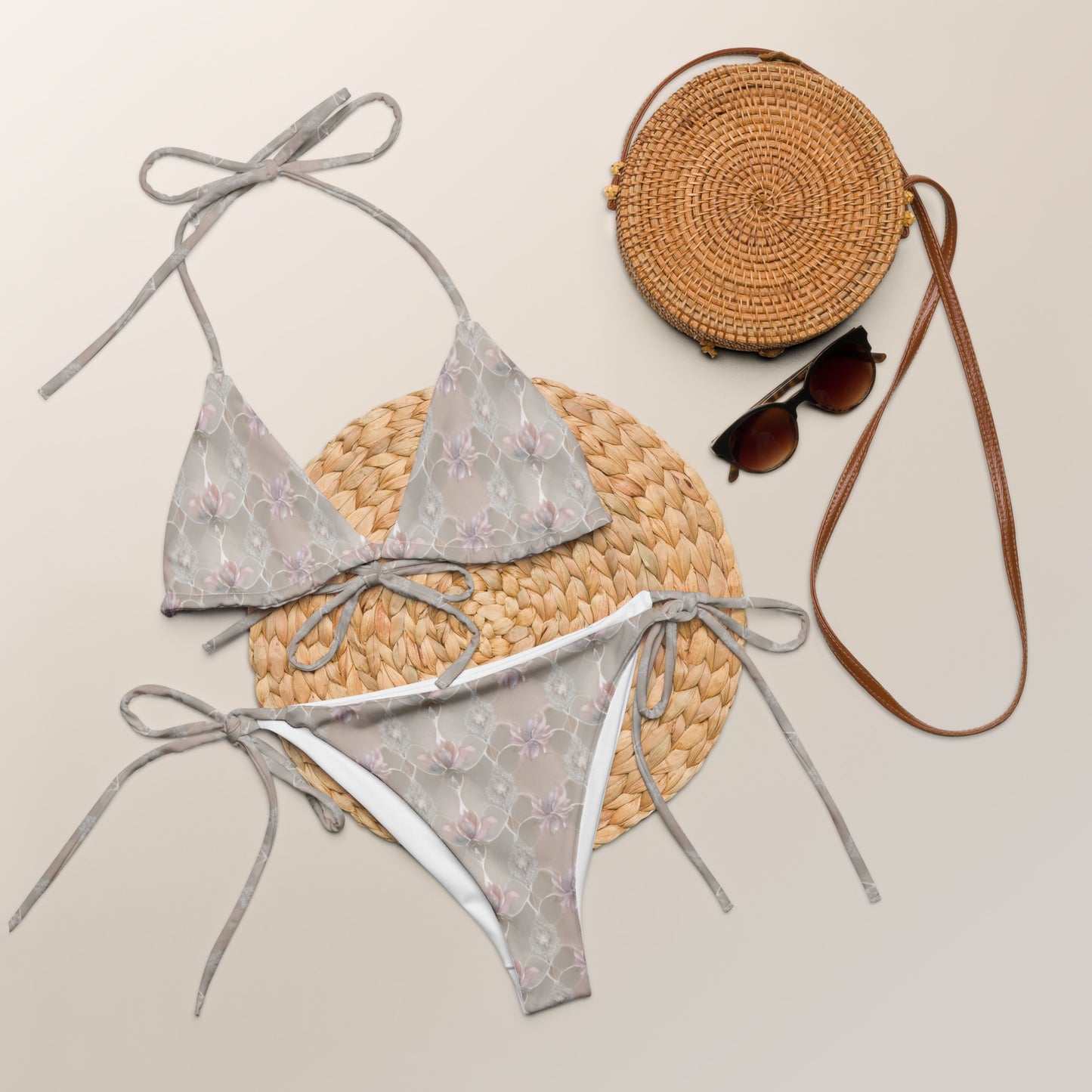 All-over print recycled string bikini