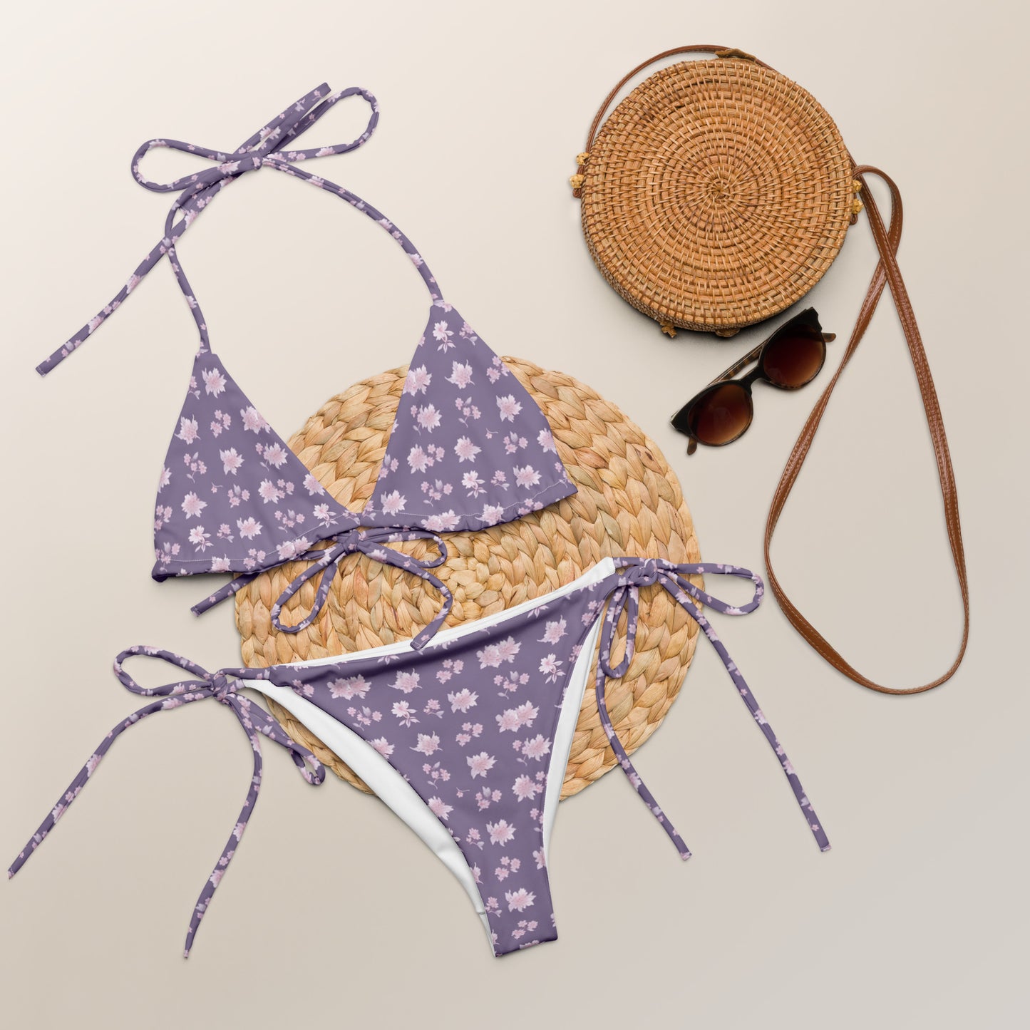 All-over print recycled string bikini