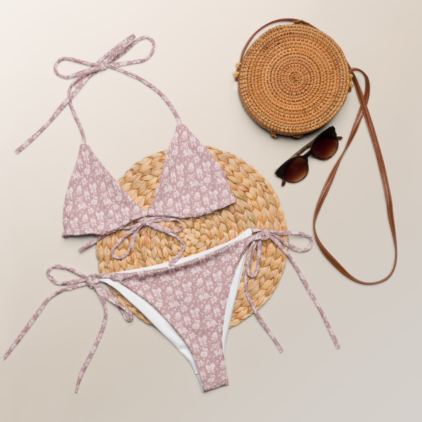 All-over print recycled string bikini