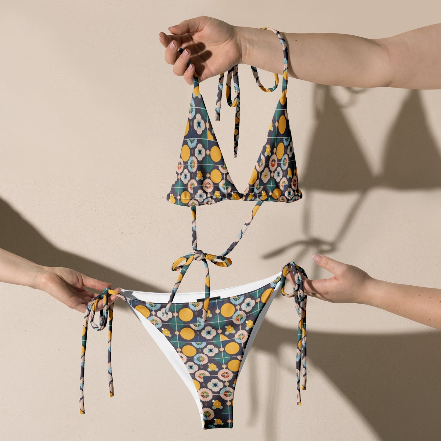 All-over print recycled string bikini