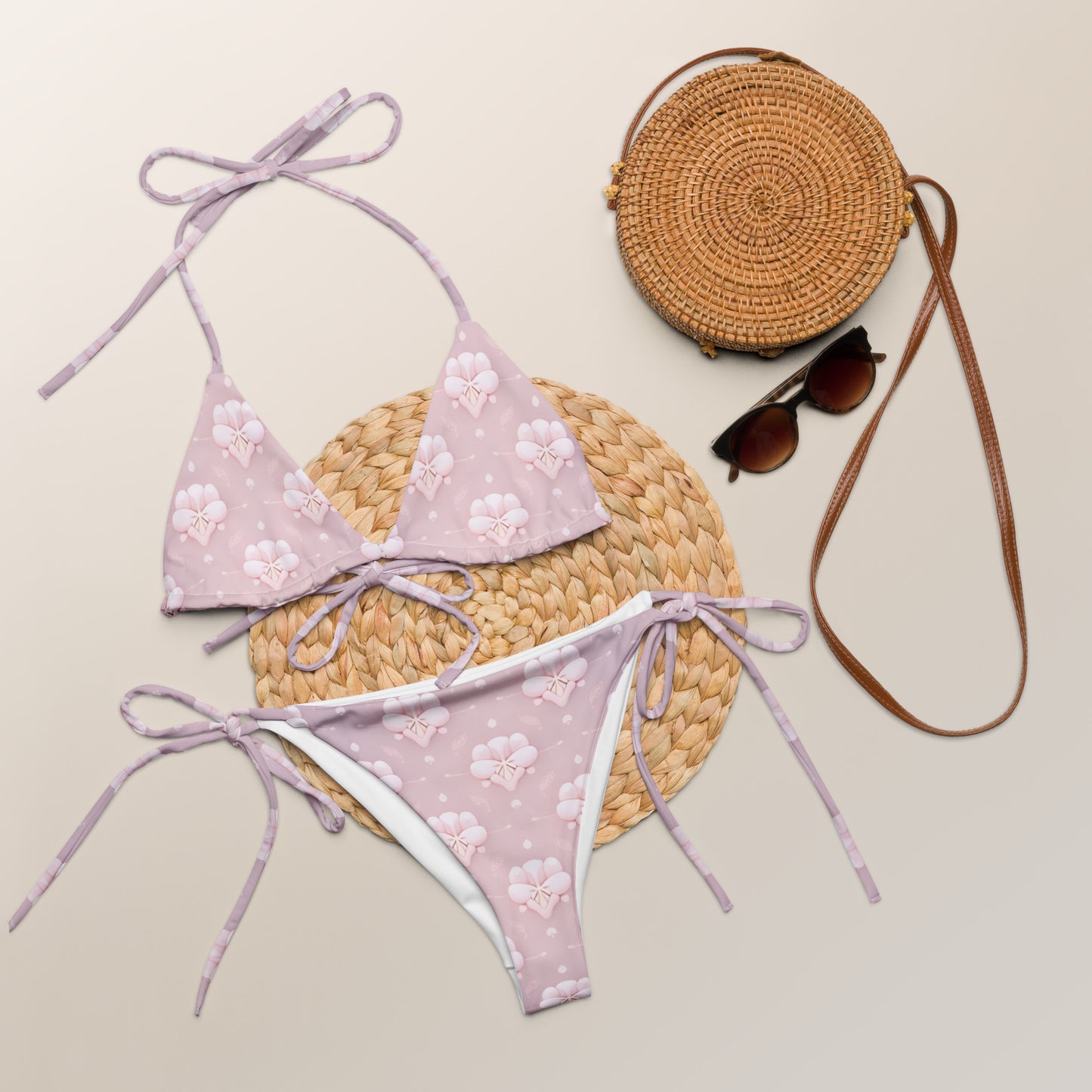 All-over print recycled string bikini