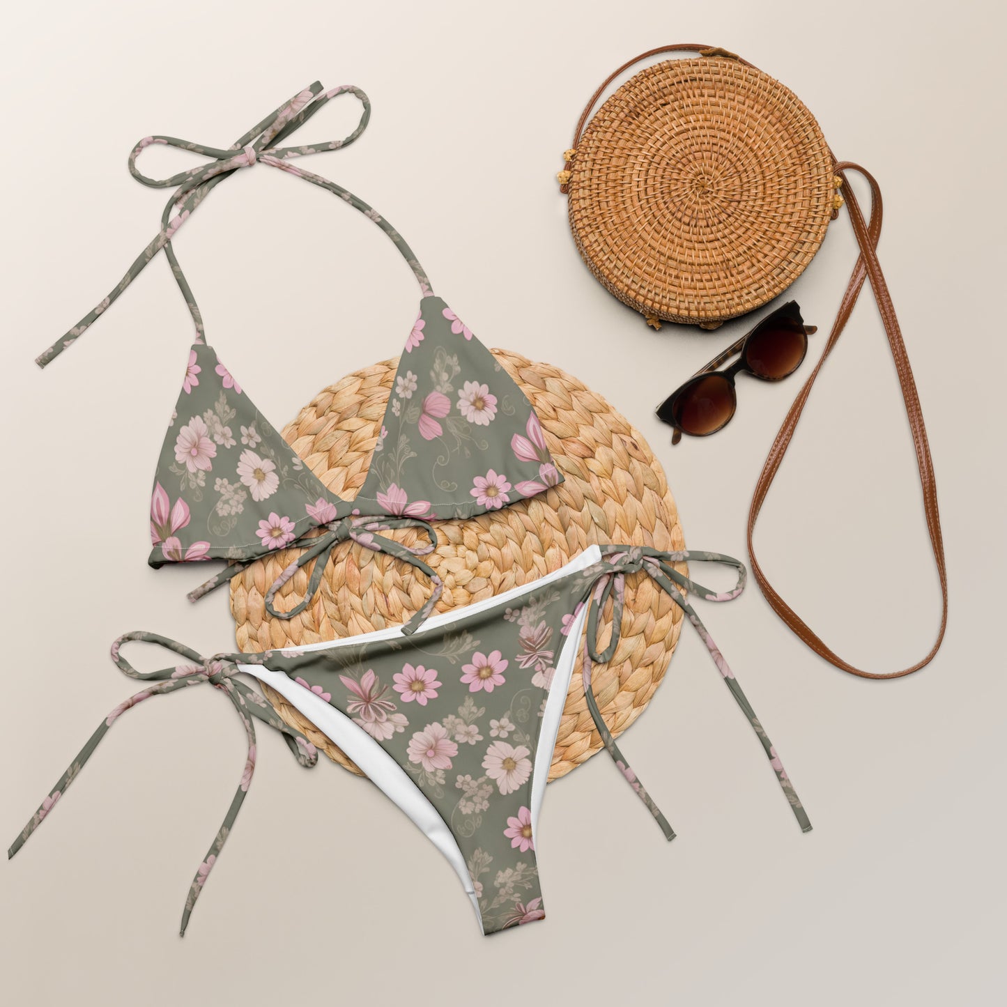 All-over print recycled string bikini