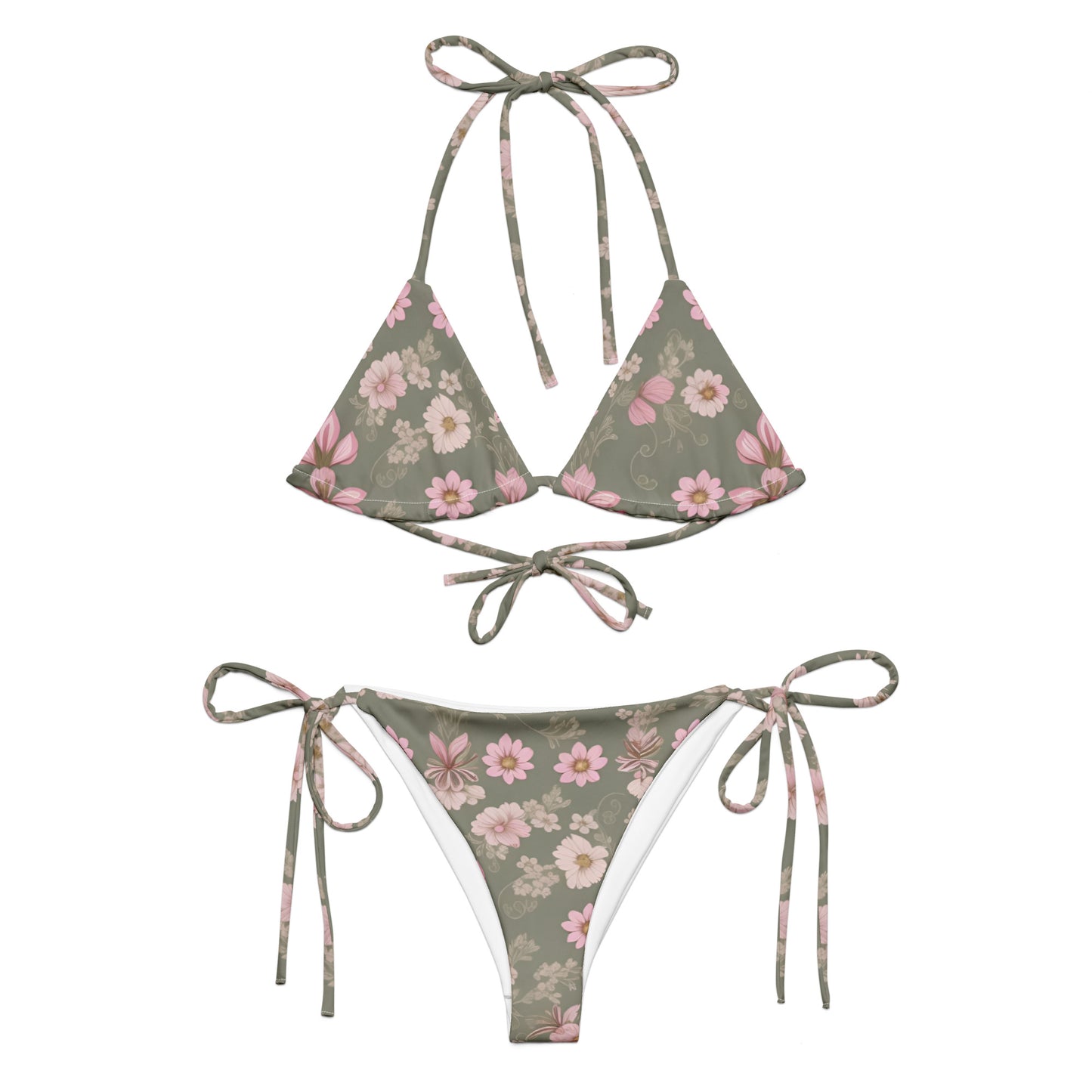 All-over print recycled string bikini