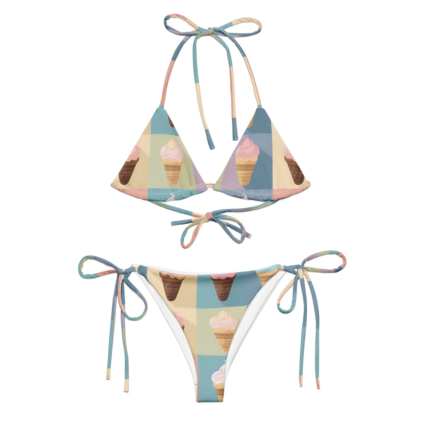 All-over print recycled string bikini