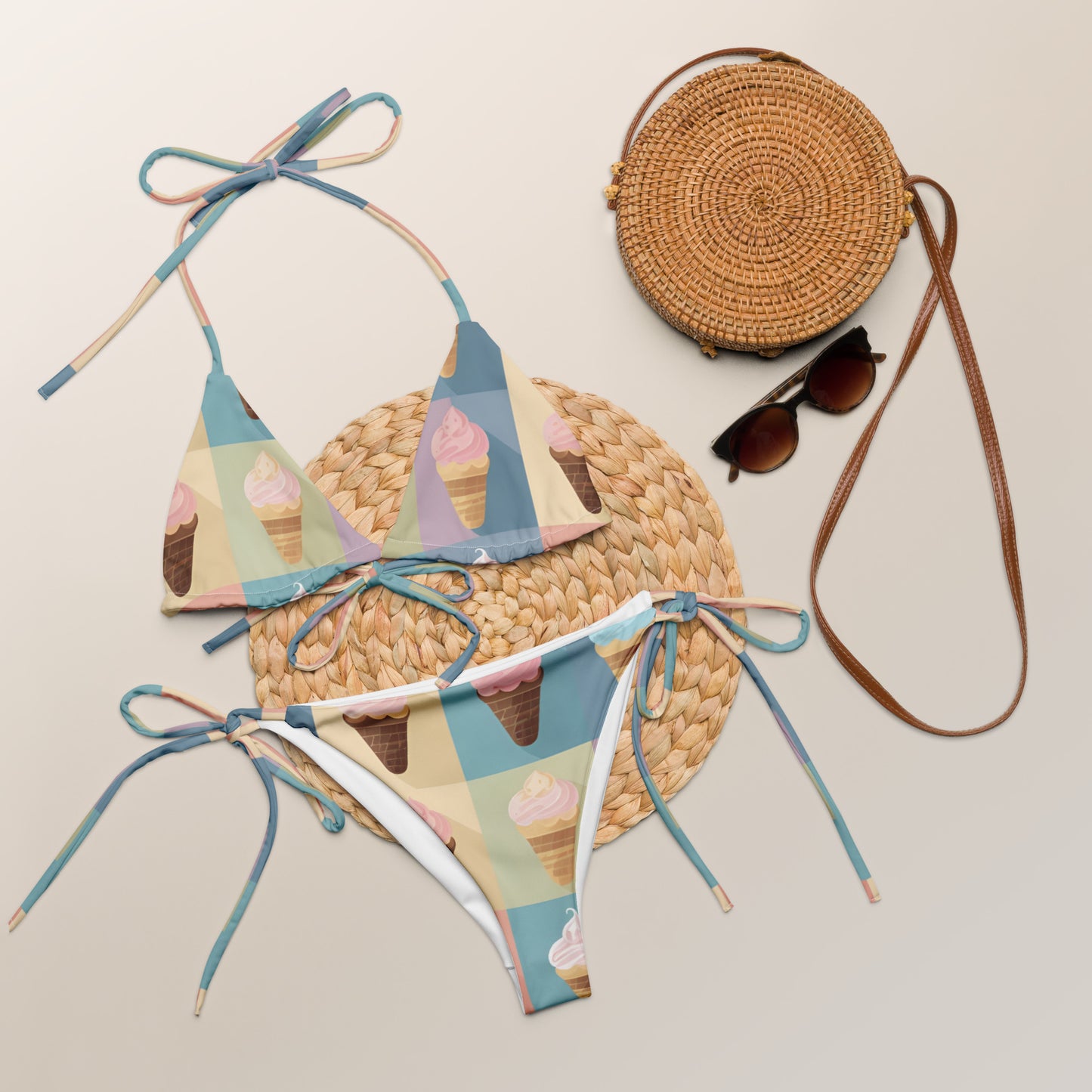 All-over print recycled string bikini