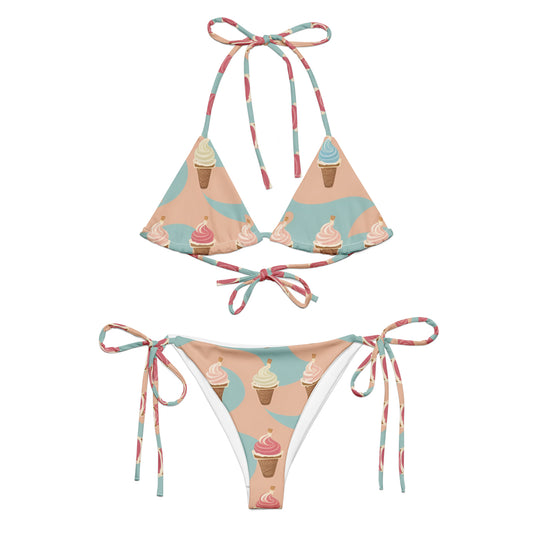 All-over print recycled string bikini