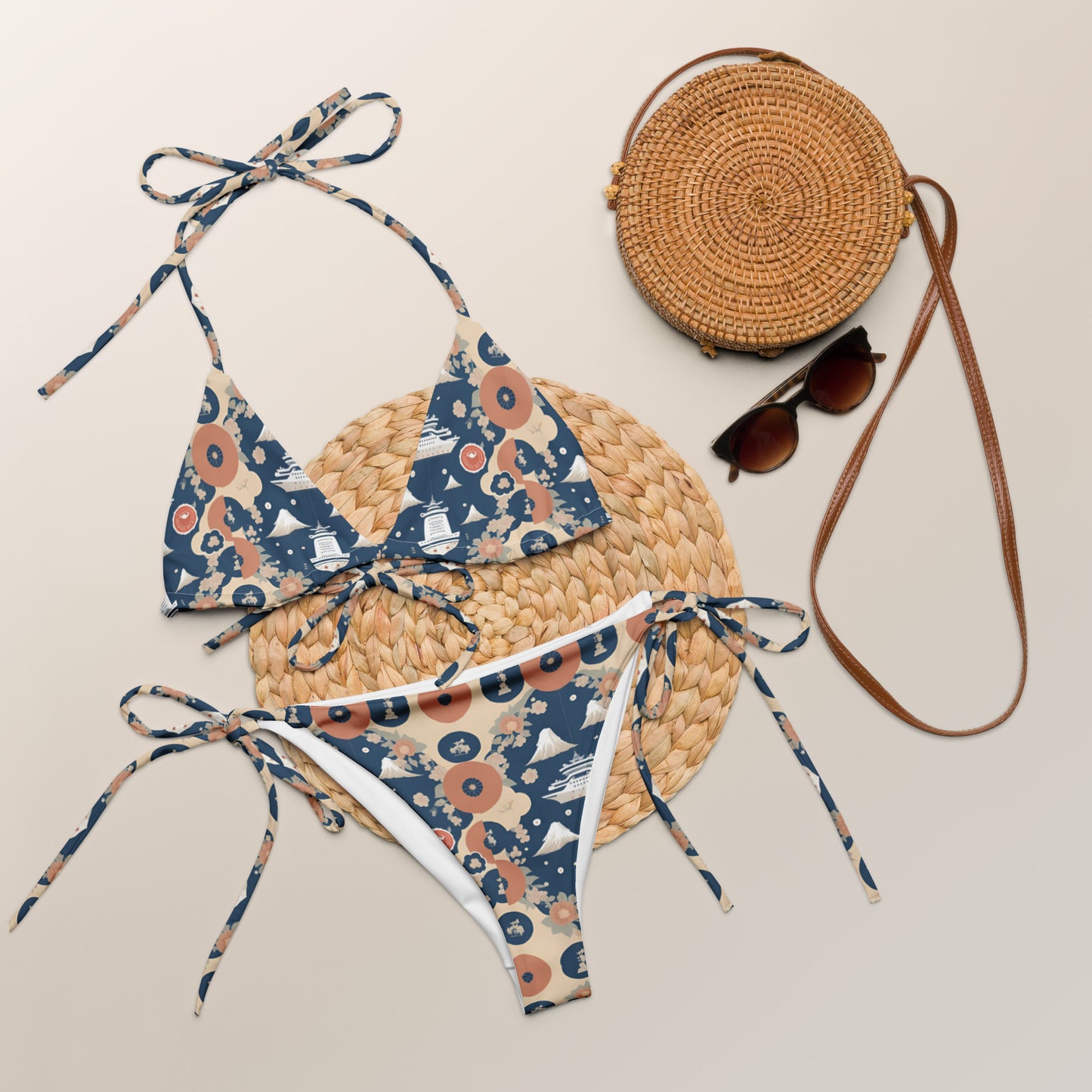 All-over print recycled string bikini