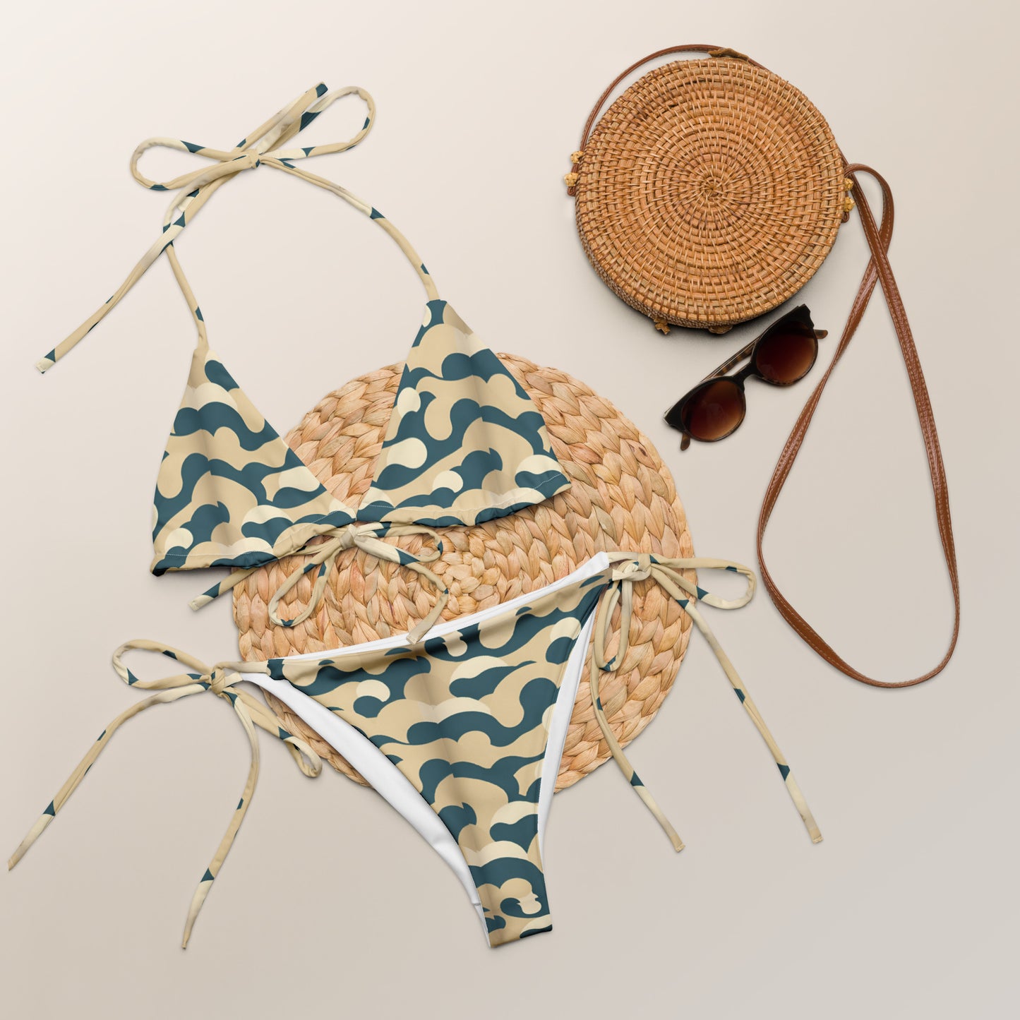 All-over print recycled string bikini