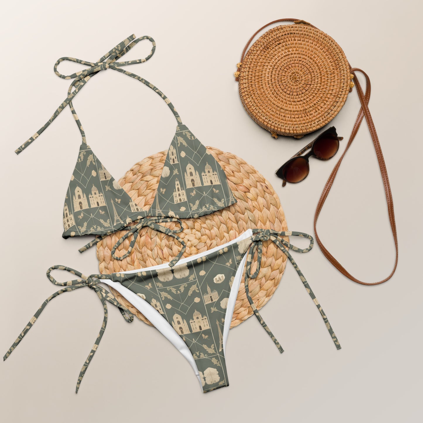 All-over print recycled string bikini