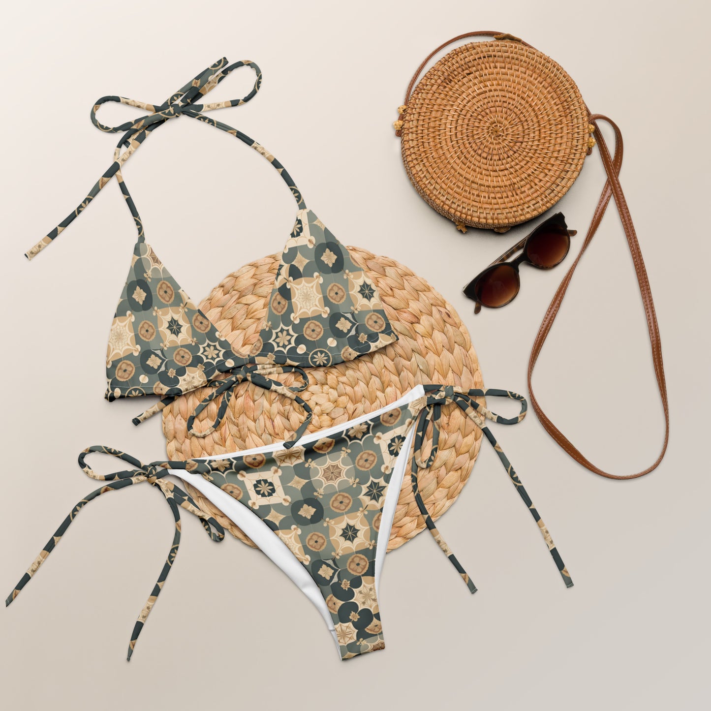 All-over print recycled string bikini