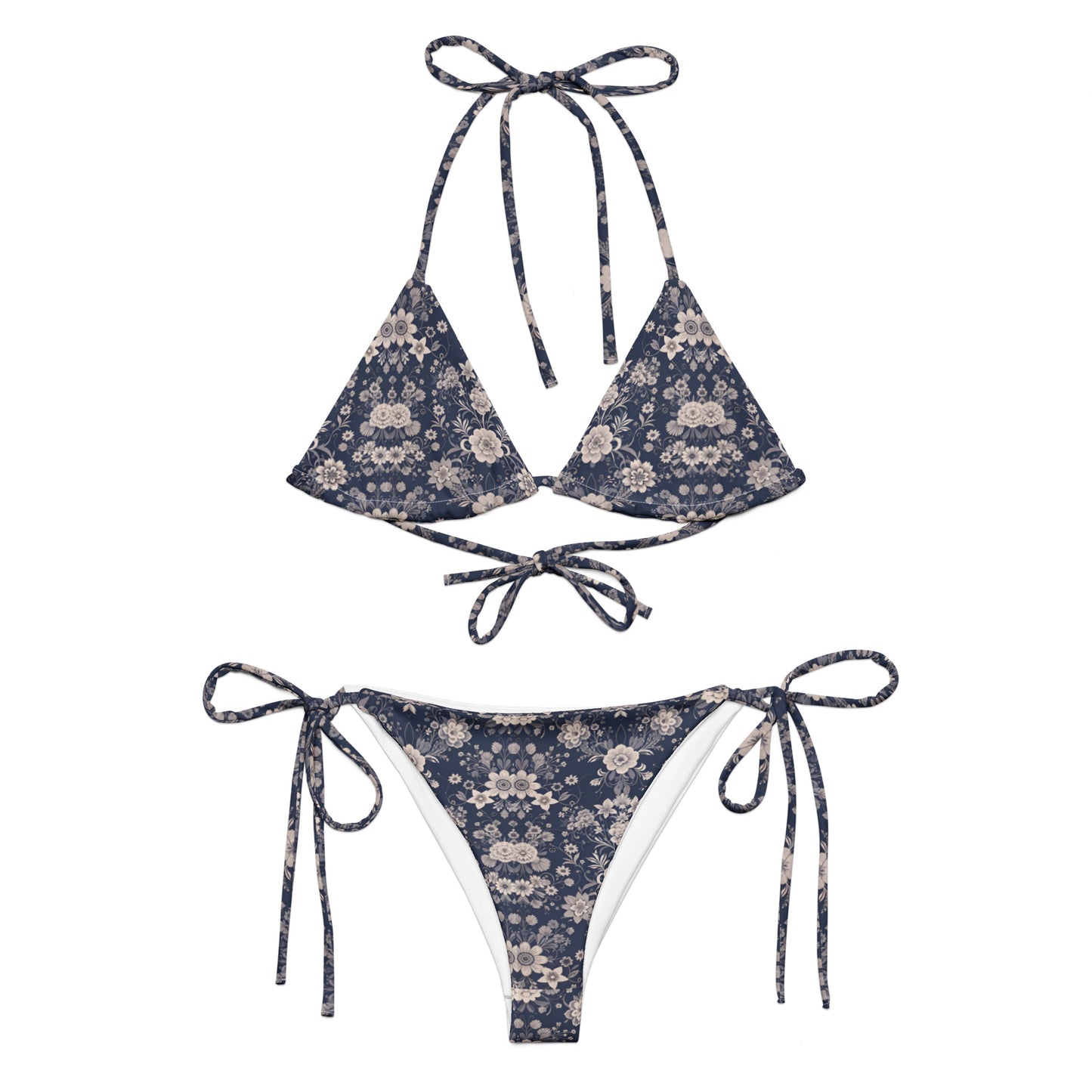 All-over print recycled string bikini