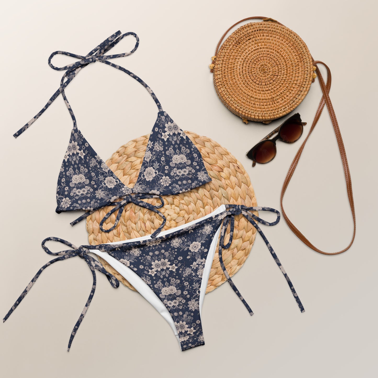 All-over print recycled string bikini