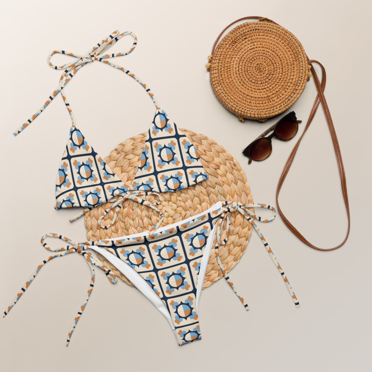 All-over print recycled string bikini