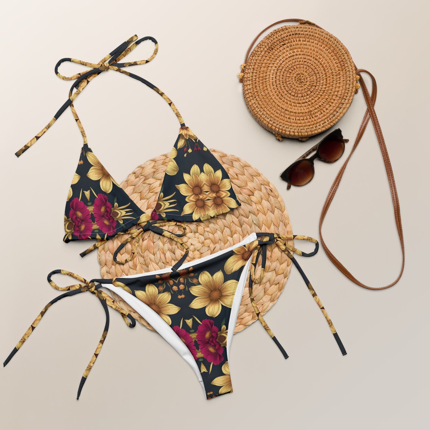 All-over print recycled string bikini