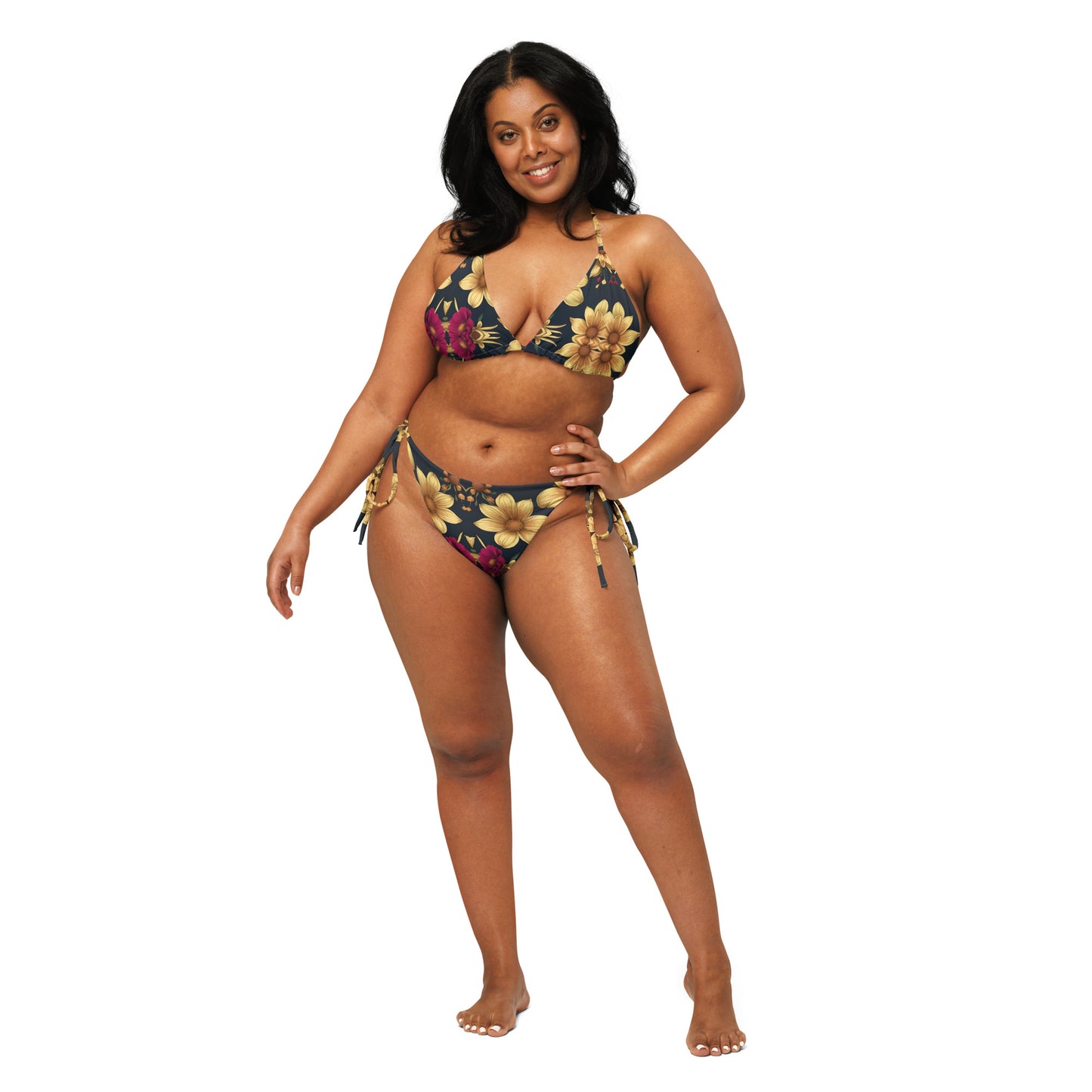 All-over print recycled string bikini