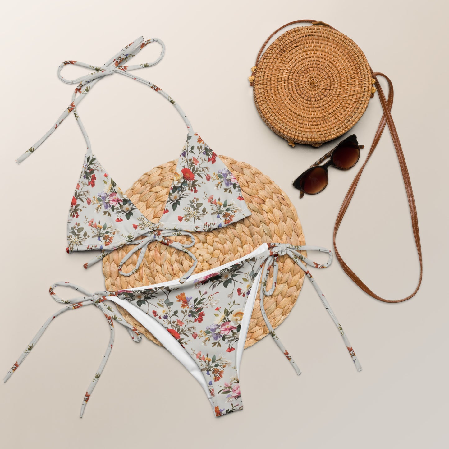 All-over print recycled string bikini