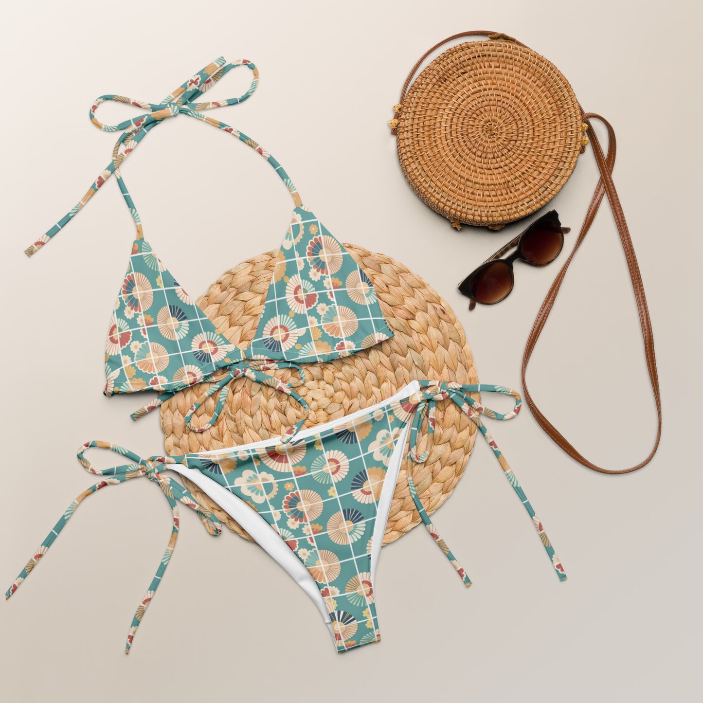 All-over print recycled string bikini