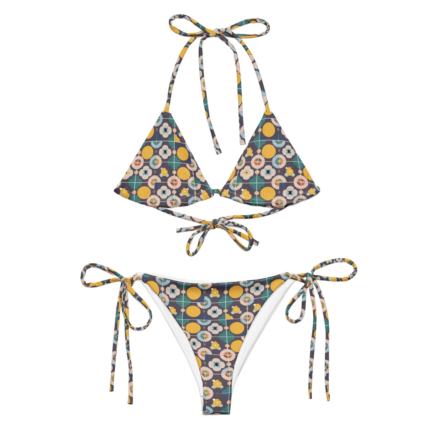 All-over print recycled string bikini