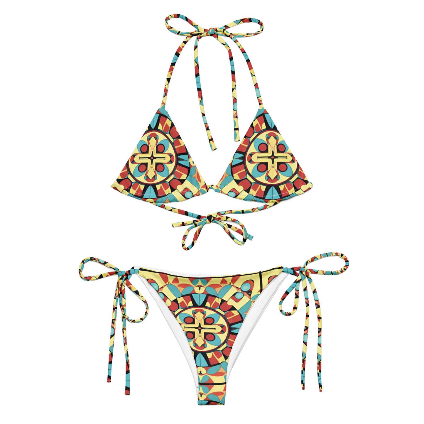 All-over print recycled string bikini