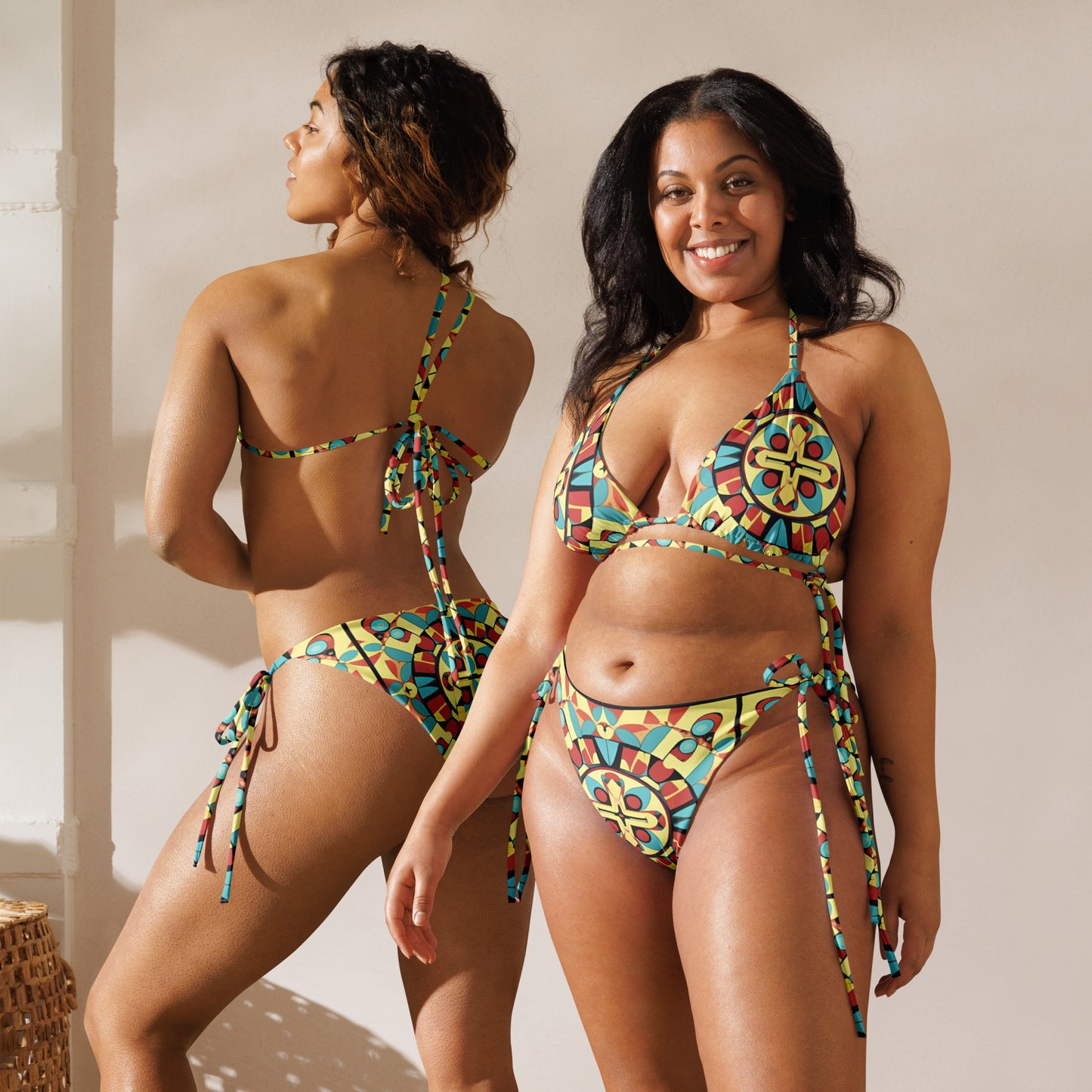 All-over print recycled string bikini