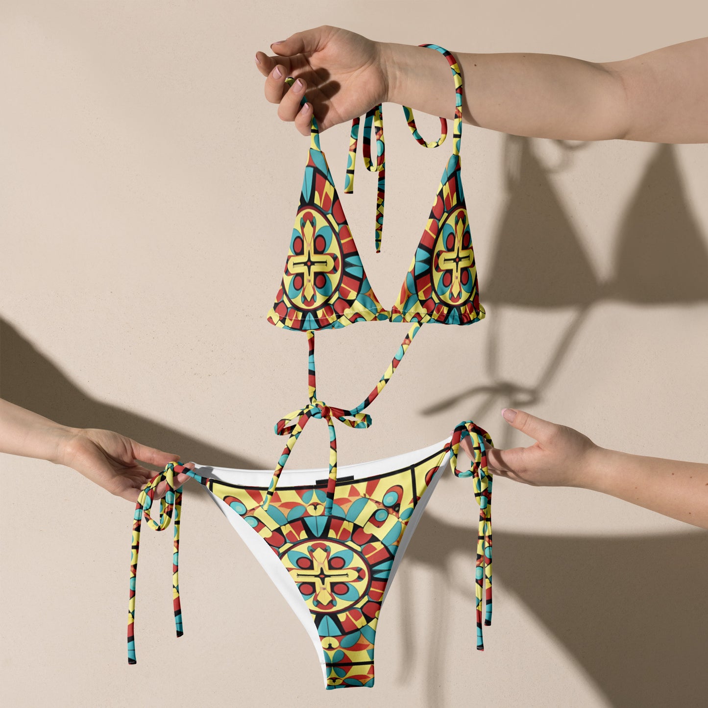 All-over print recycled string bikini