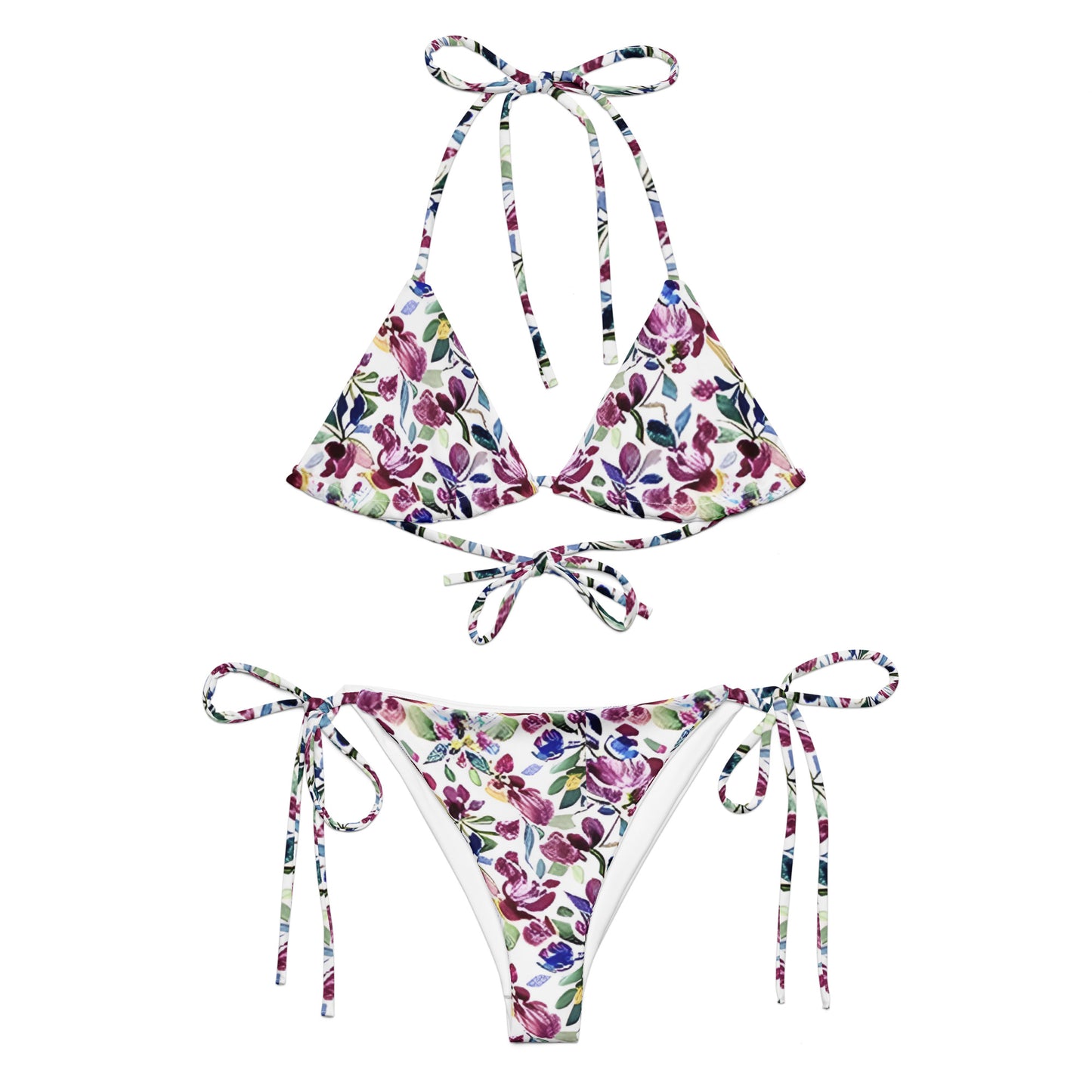 All-over print recycled string bikini