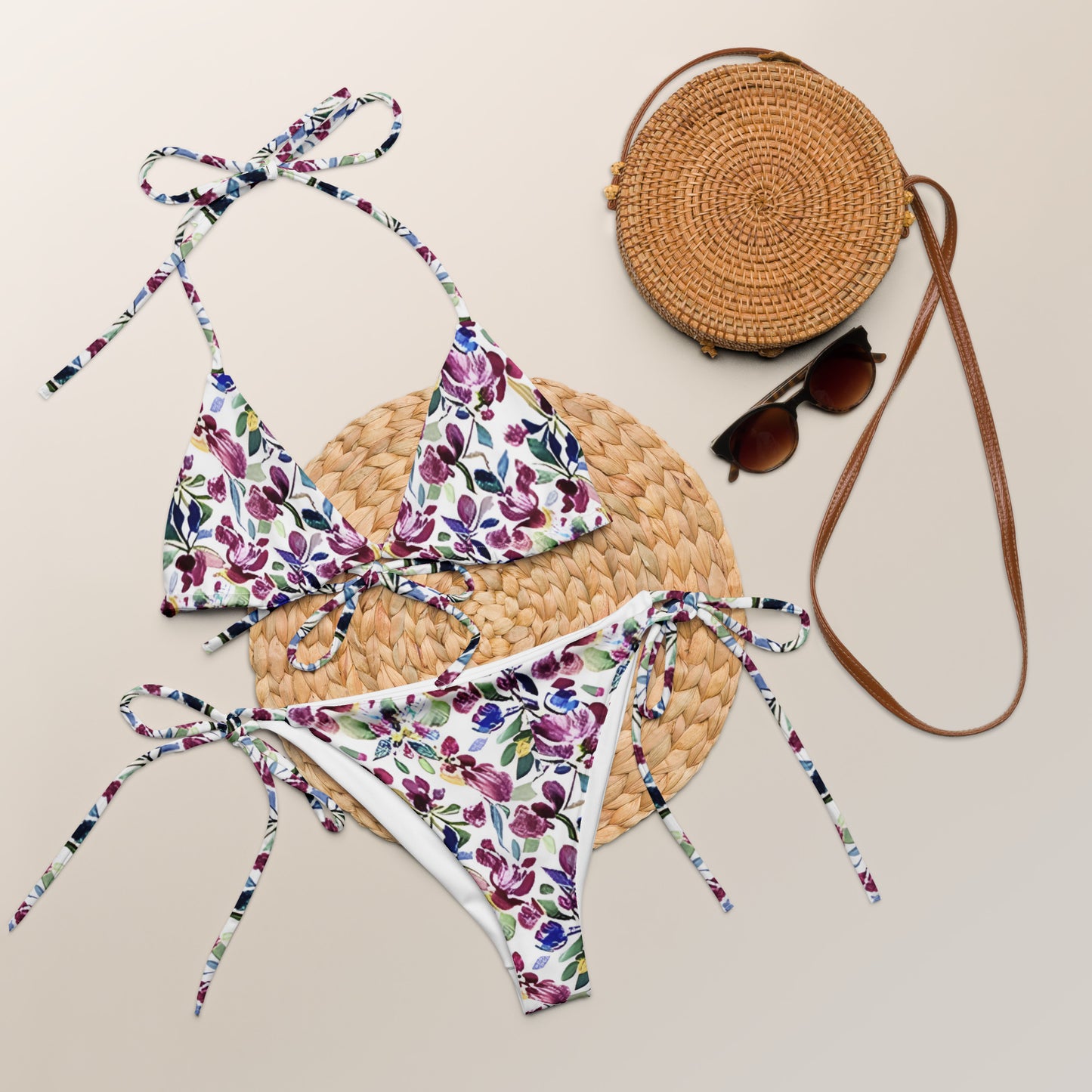 All-over print recycled string bikini