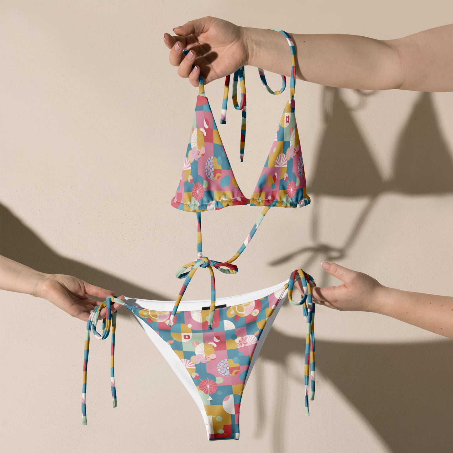 All-over print recycled string bikini