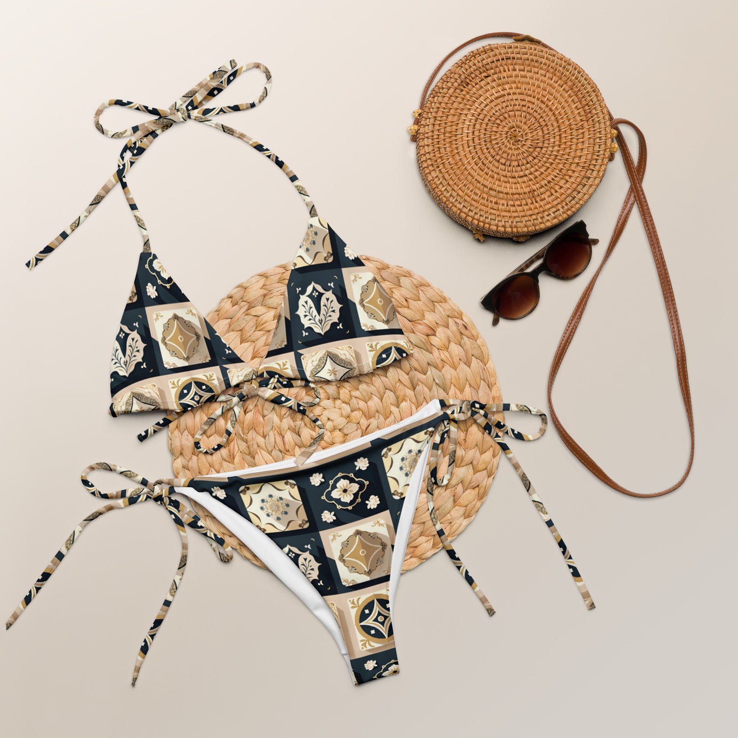 All-over print recycled string bikini