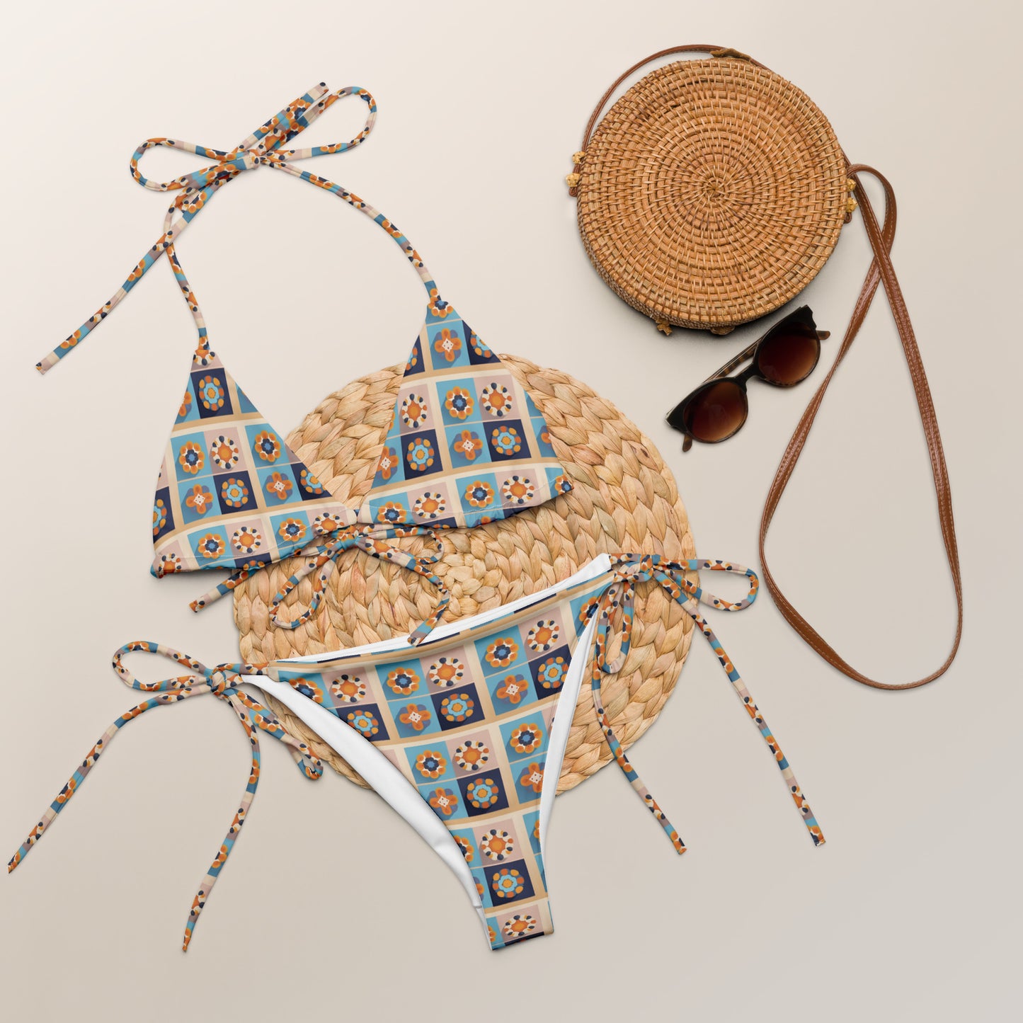 All-over print recycled string bikini