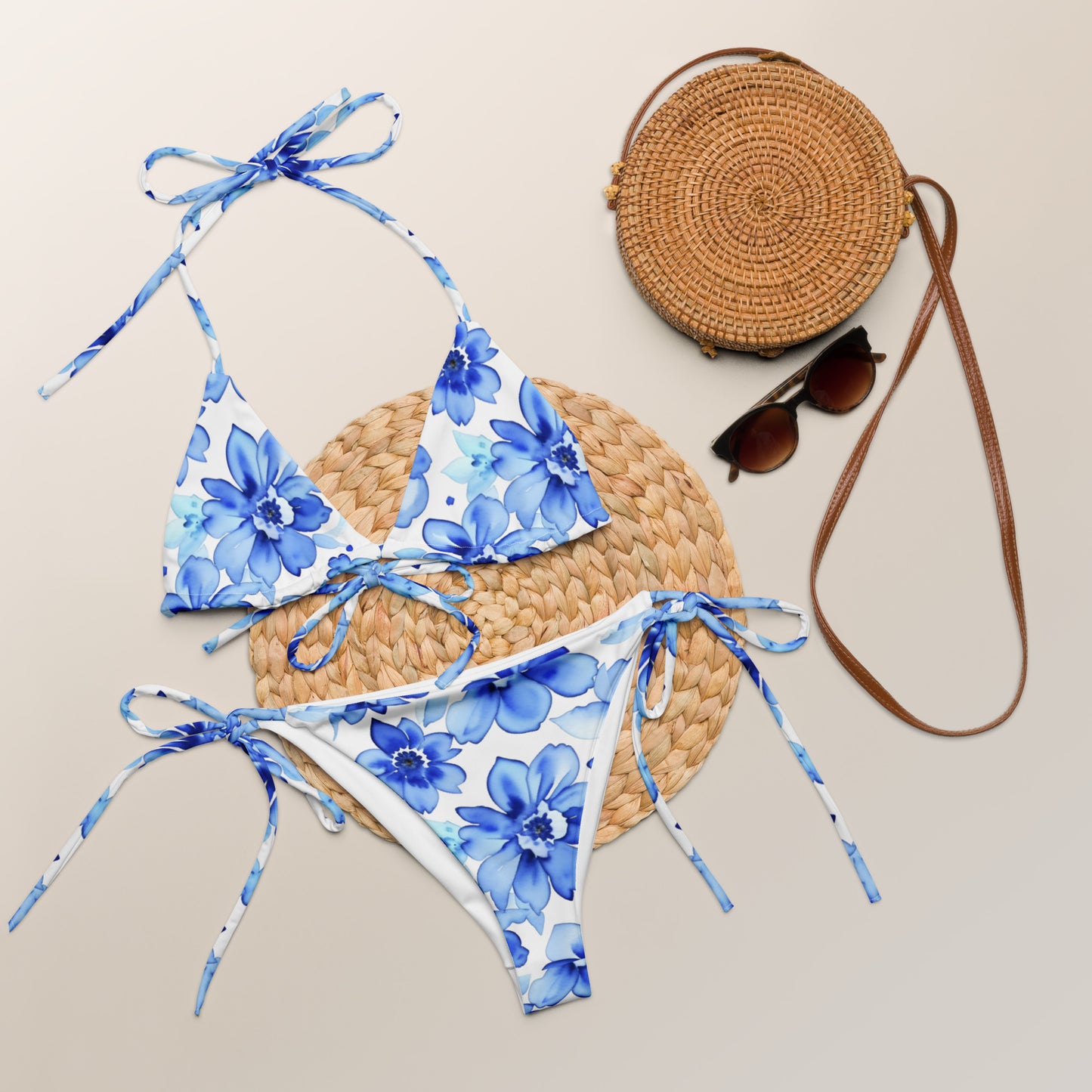 All-over print recycled string bikini