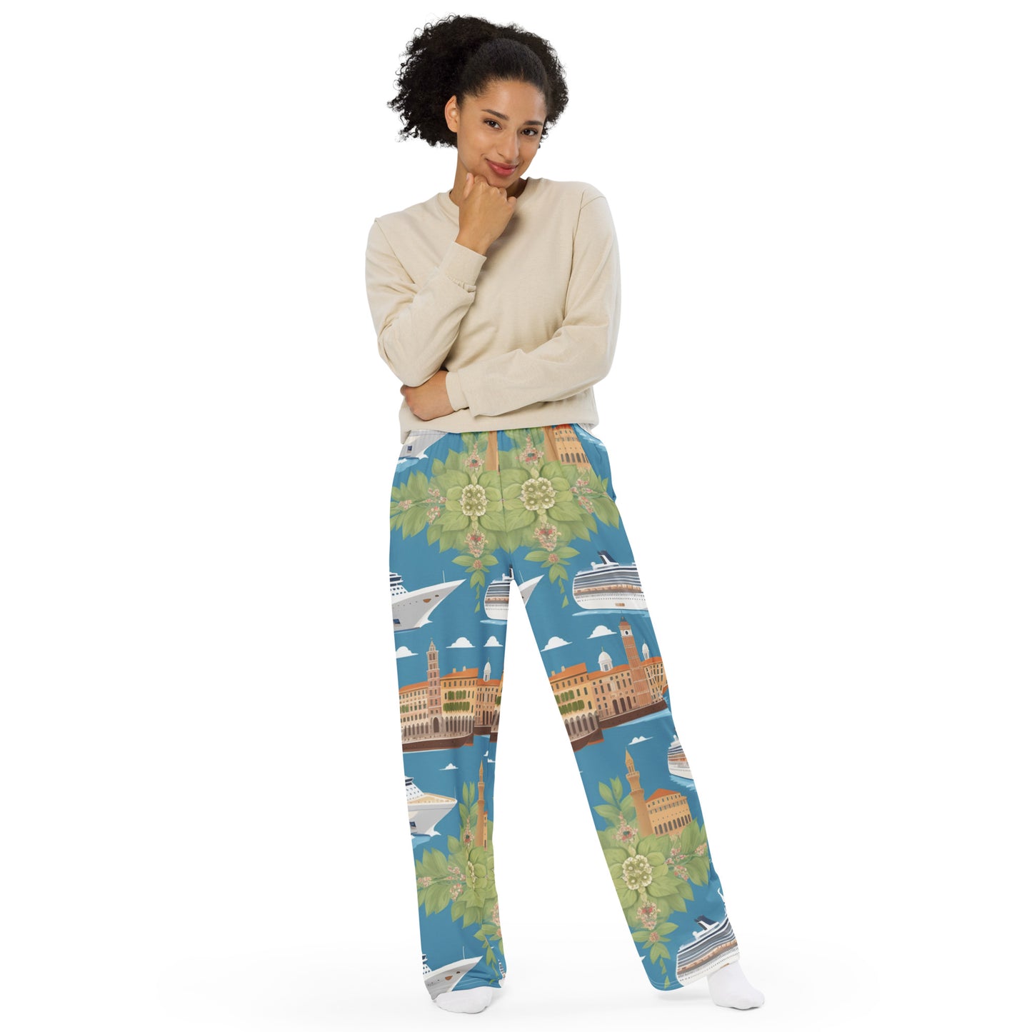 All-over print unisex wide-leg pants