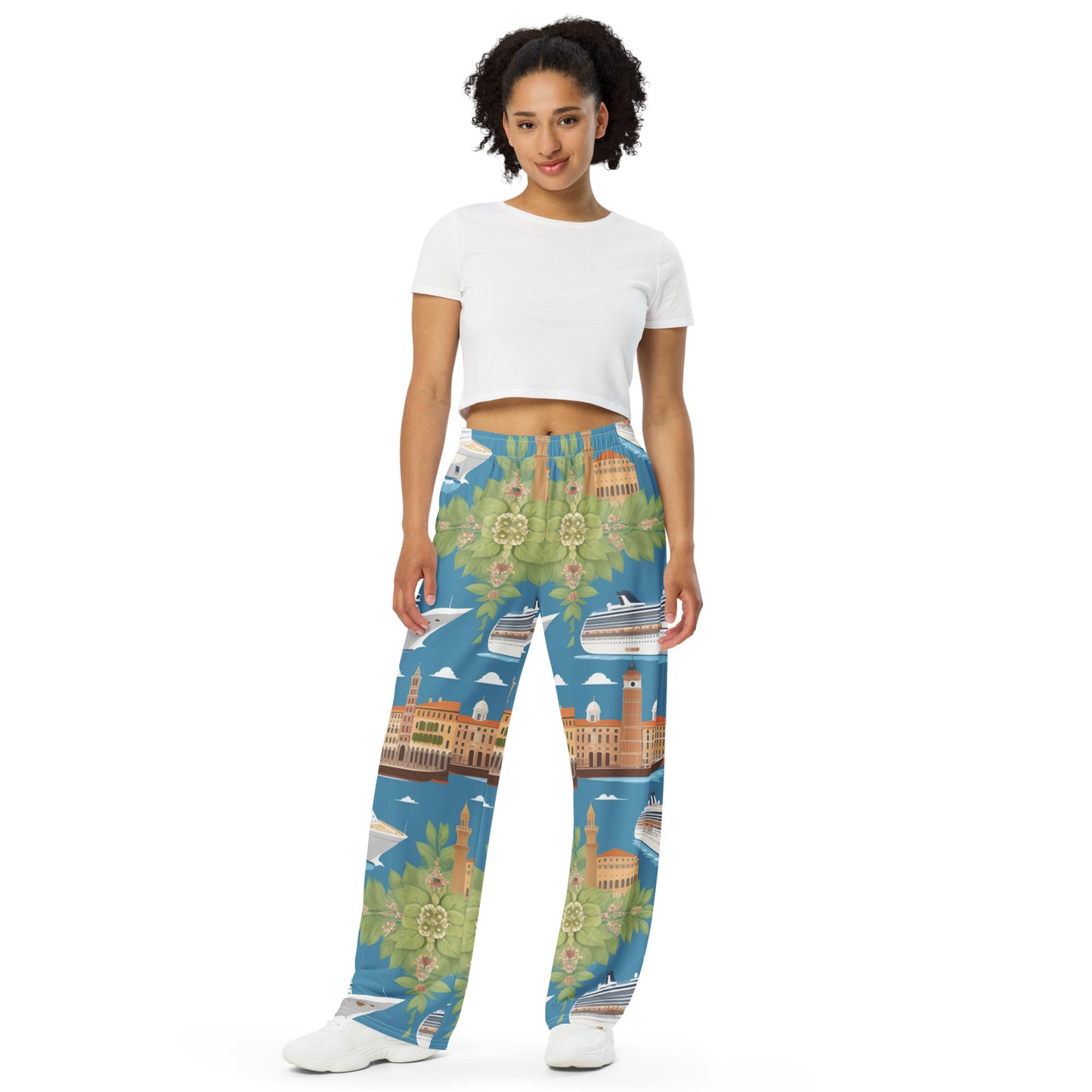 All-over print unisex wide-leg pants