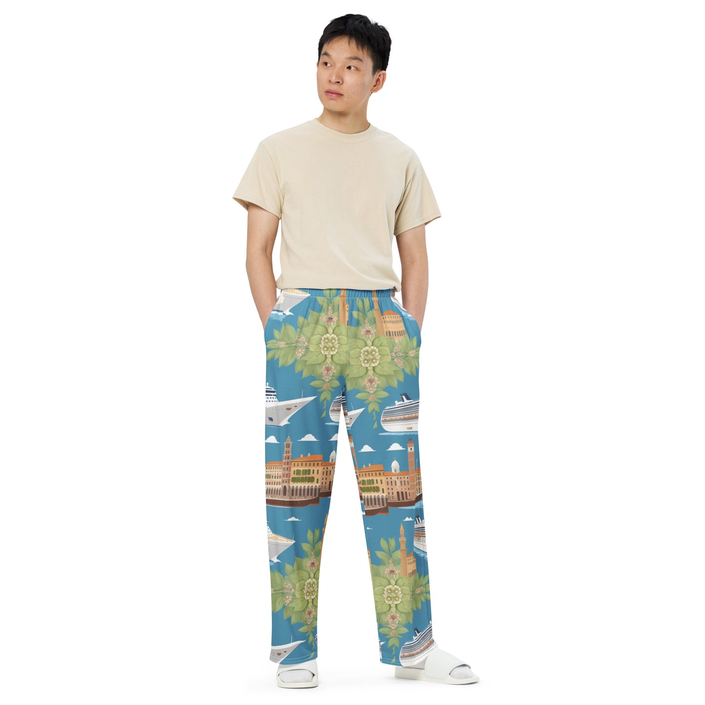 All-over print unisex wide-leg pants