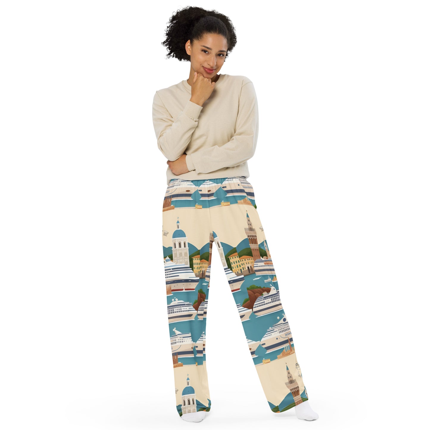 All-over print unisex wide-leg pants