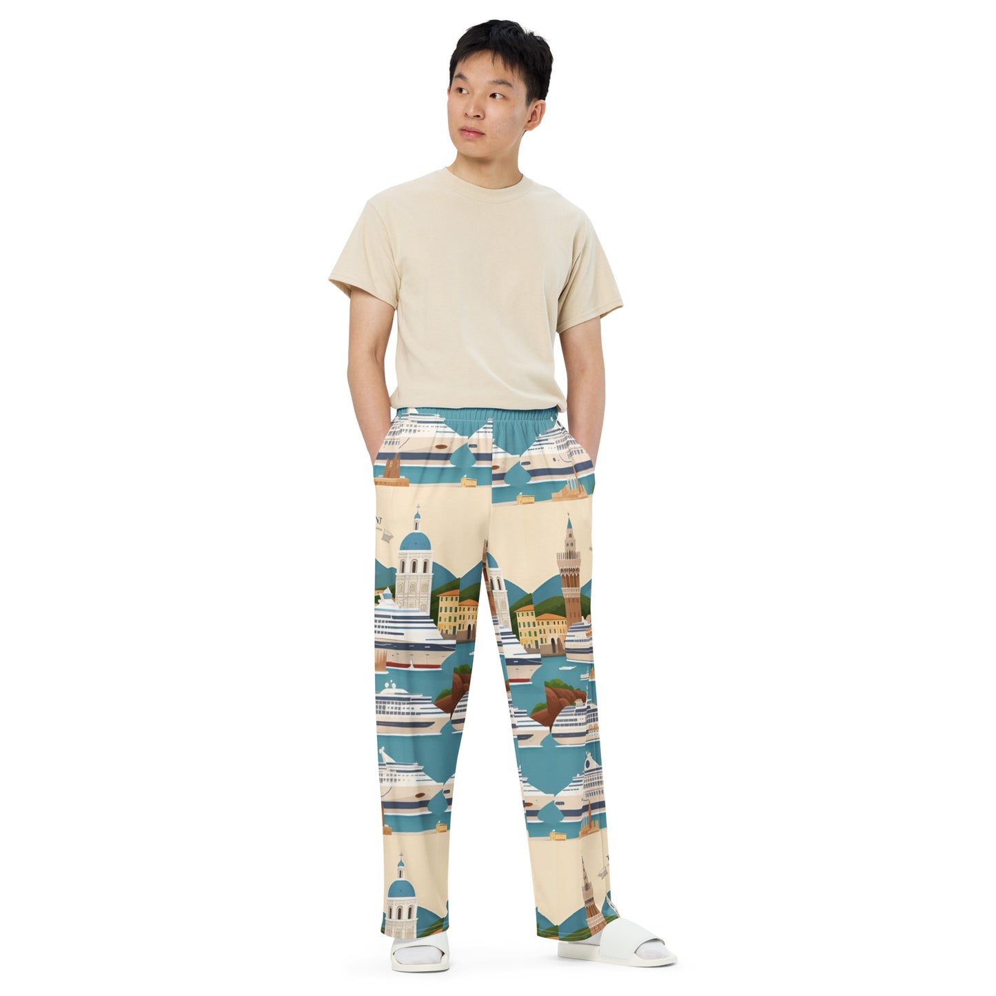 All-over print unisex wide-leg pants