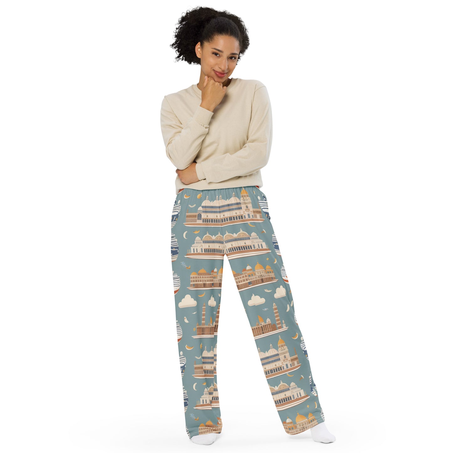 All-over print unisex wide-leg pants