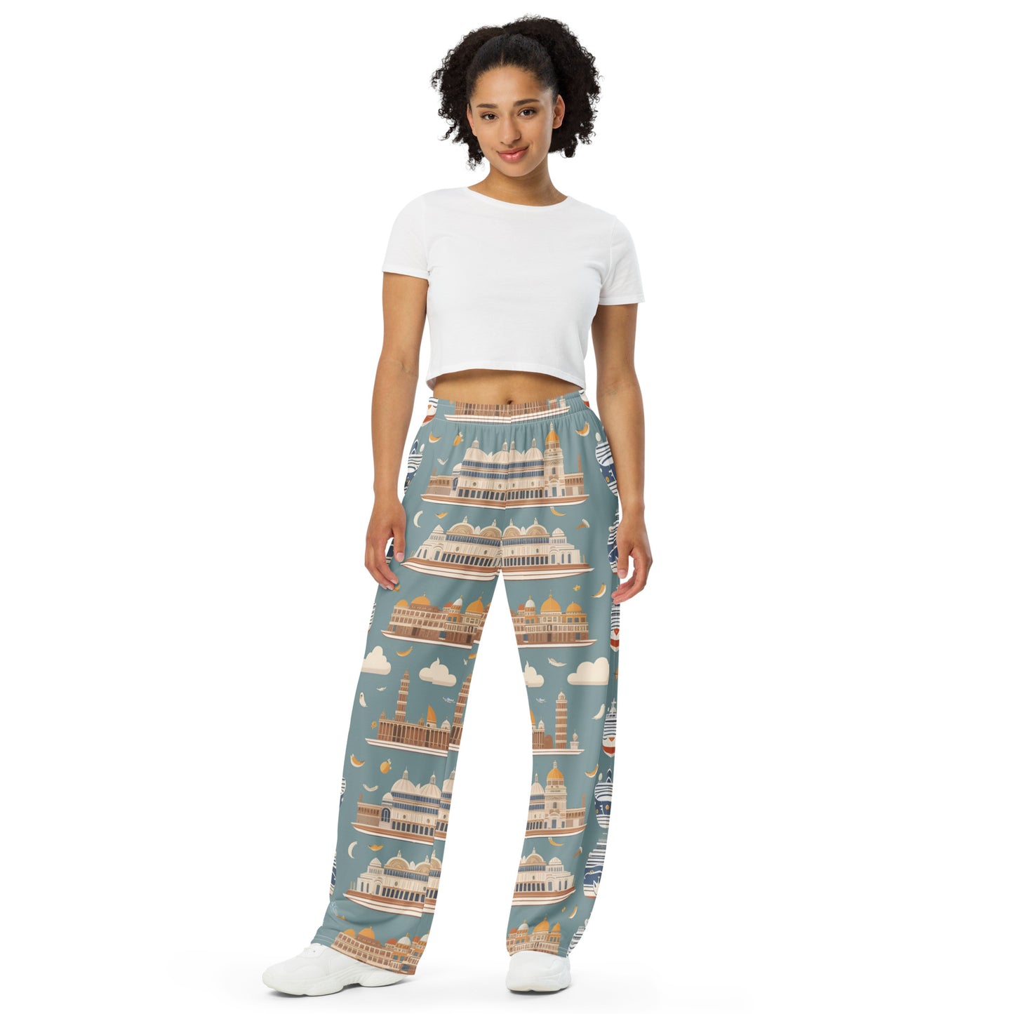 All-over print unisex wide-leg pants