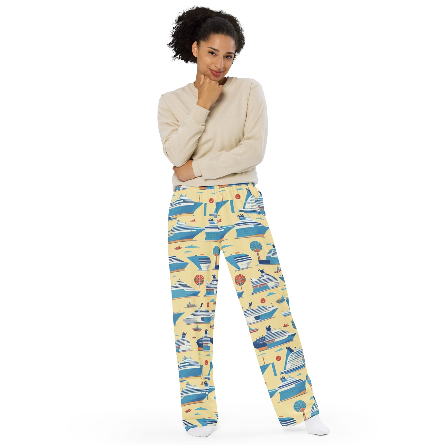 All-over print unisex wide-leg pants