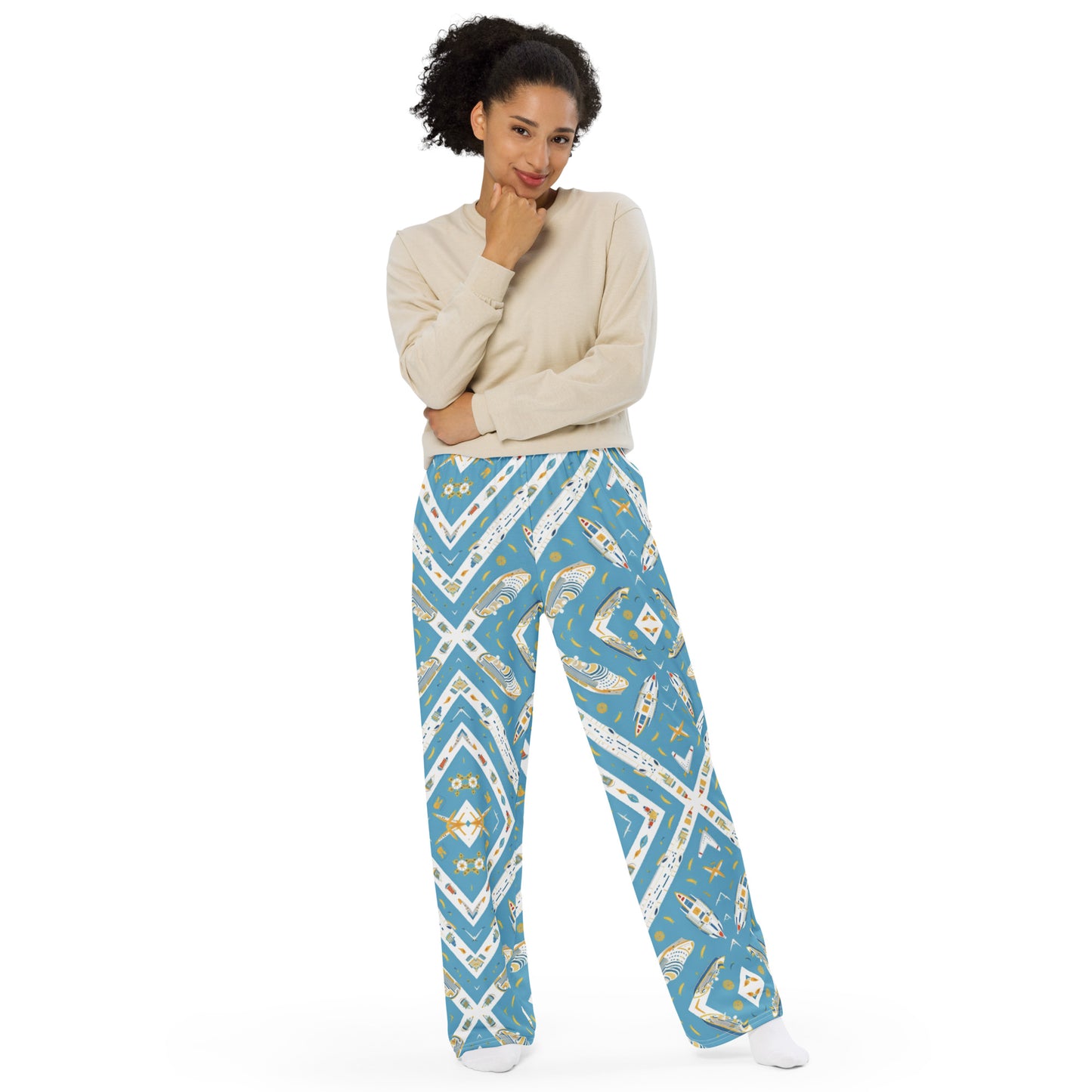 All-over print unisex wide-leg pants