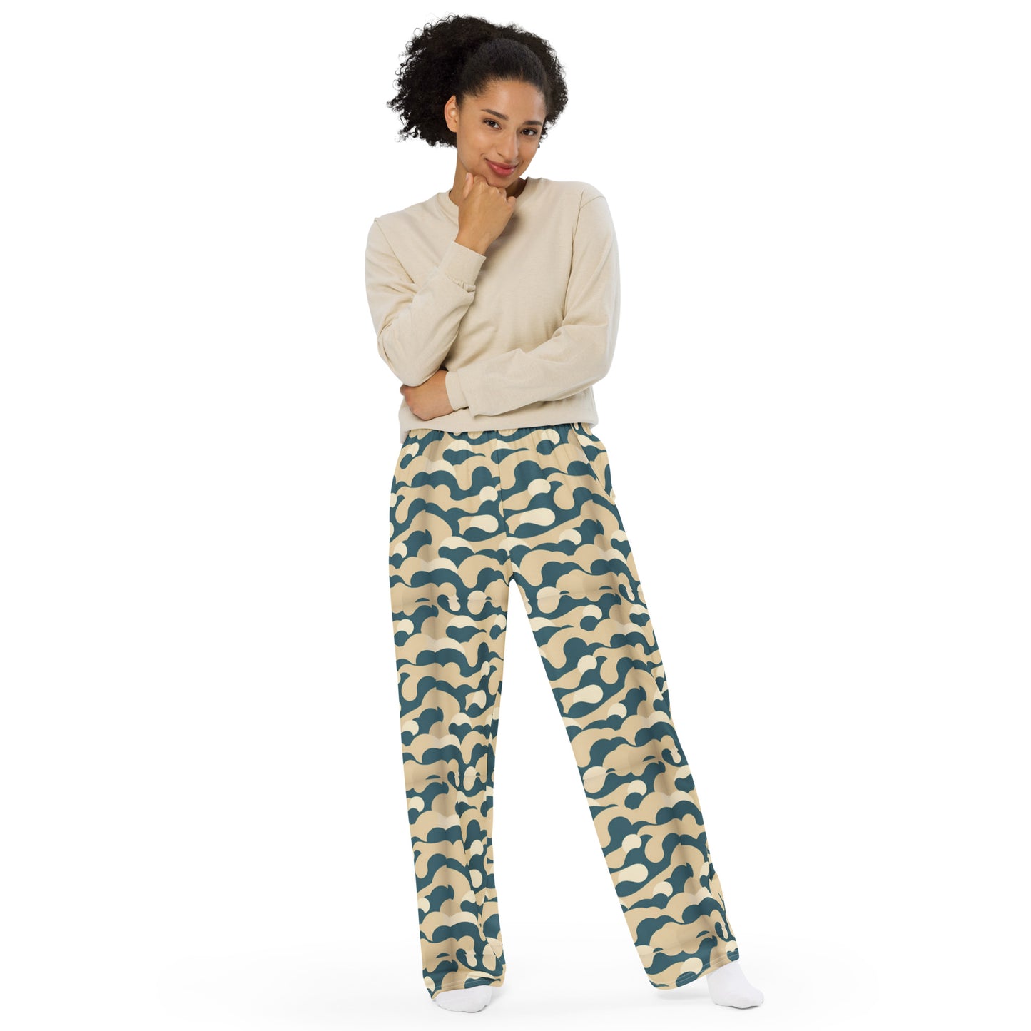 All-over print unisex wide-leg pants