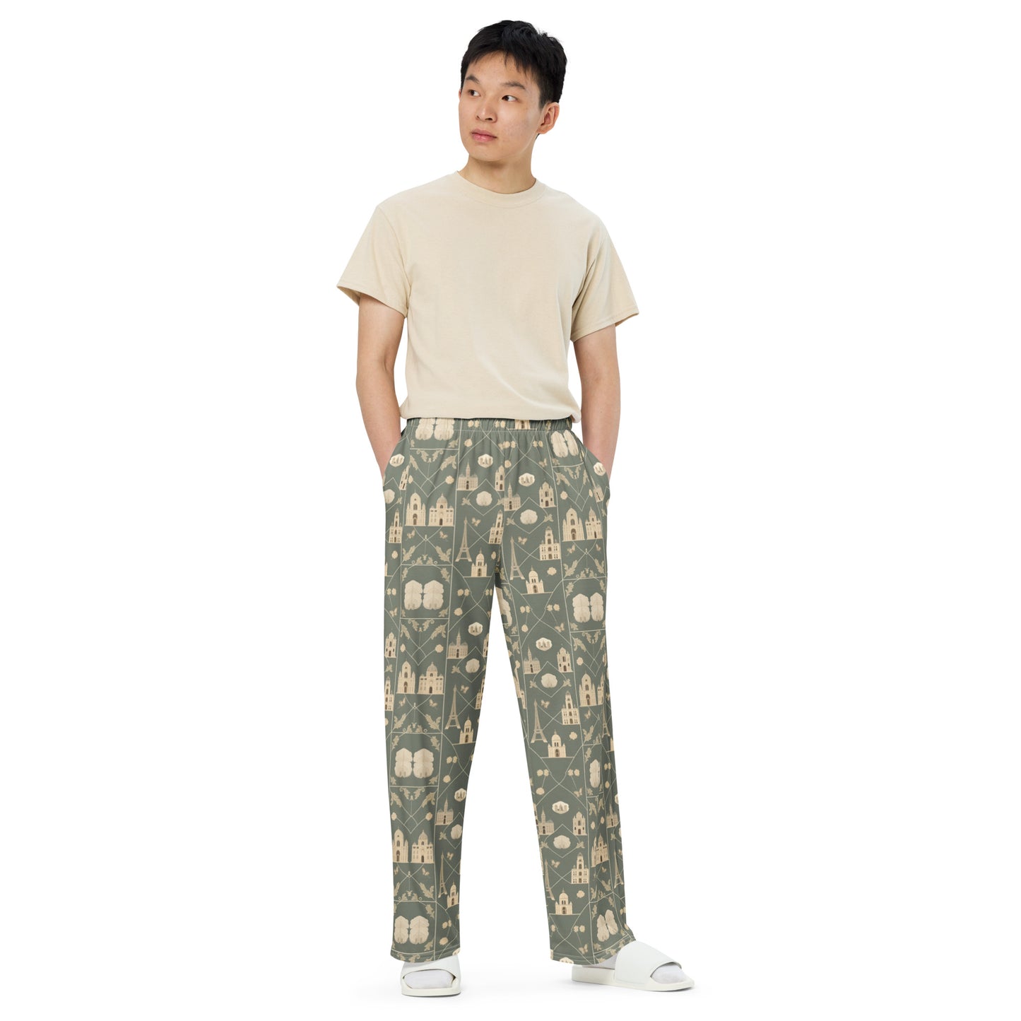 All-over print unisex wide-leg pants