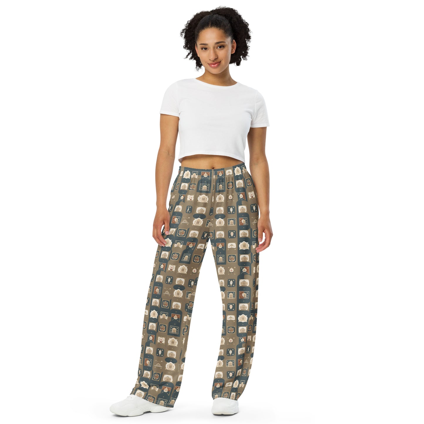 All-over print unisex wide-leg pants