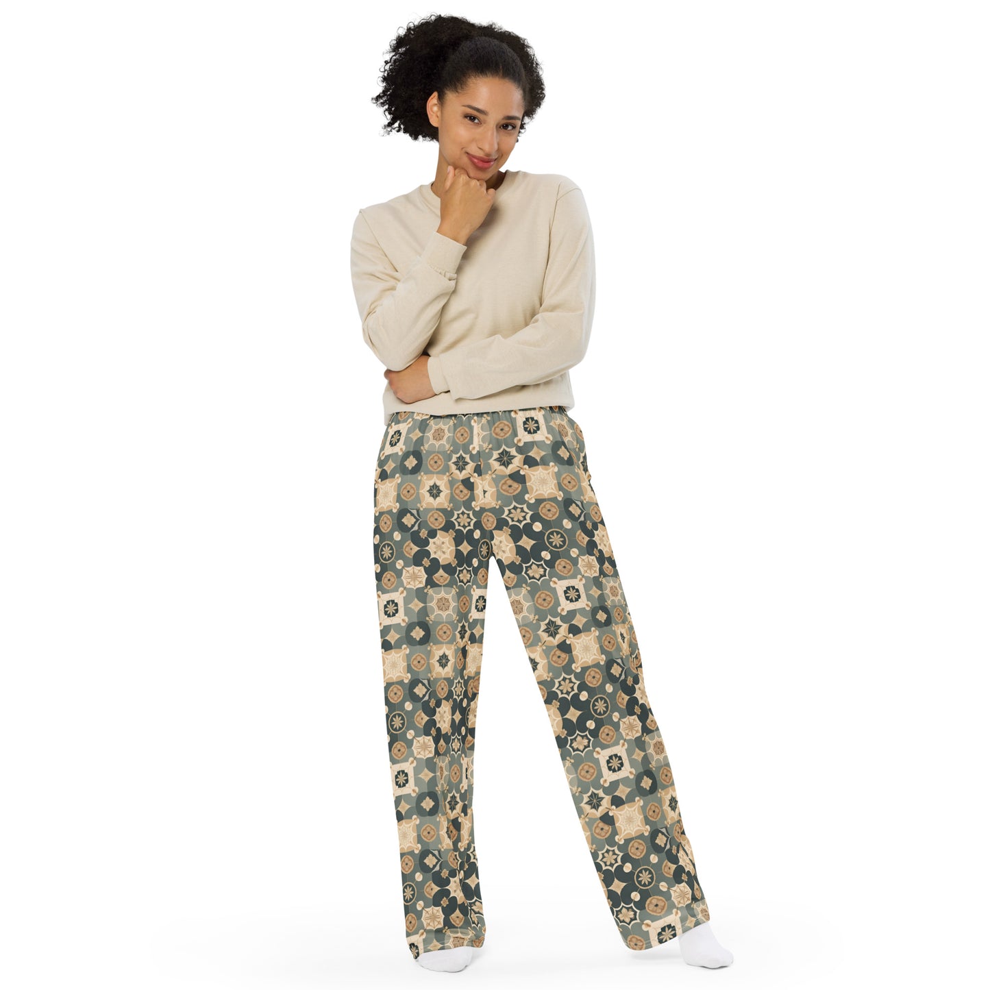 All-over print unisex wide-leg pants