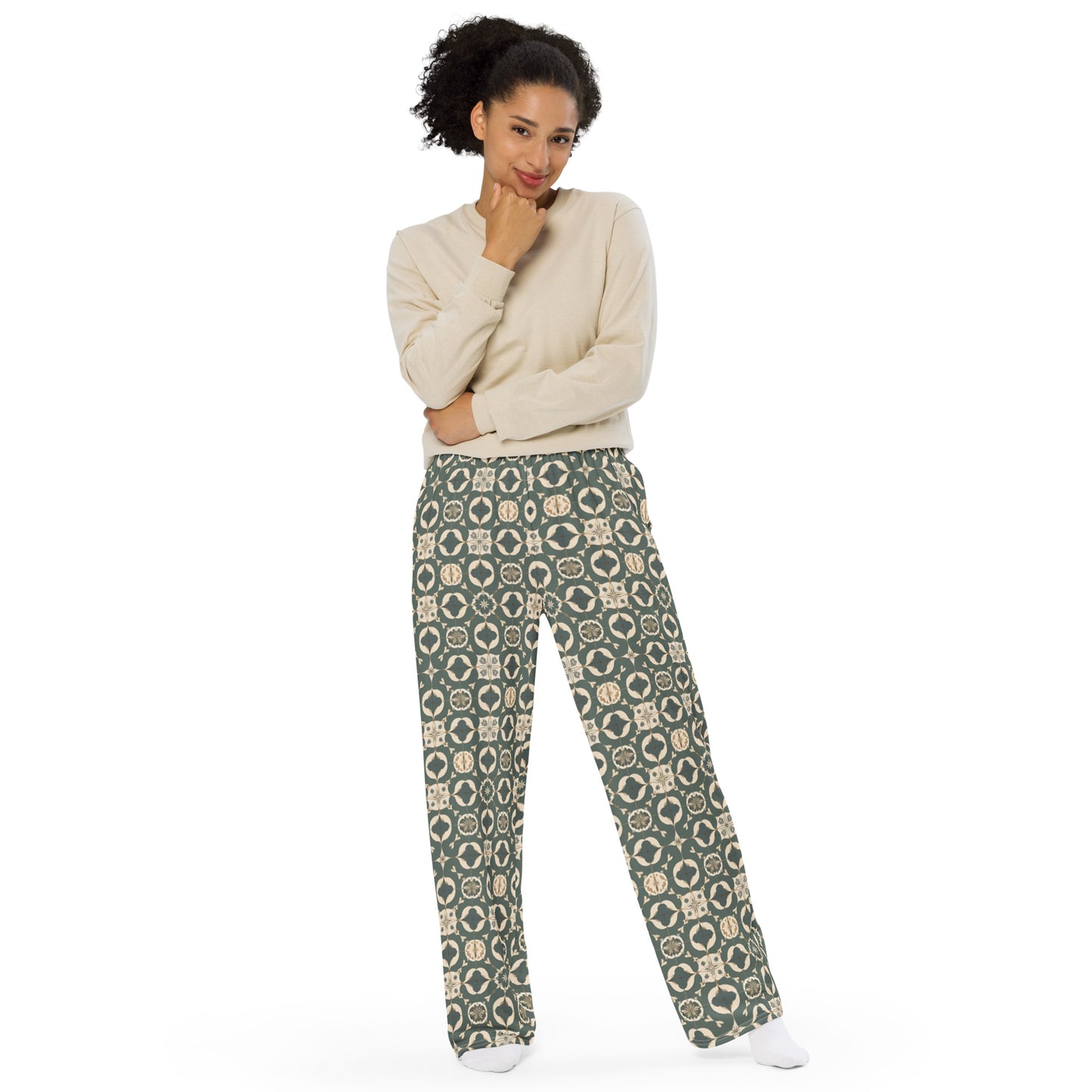 All-over print unisex wide-leg pants