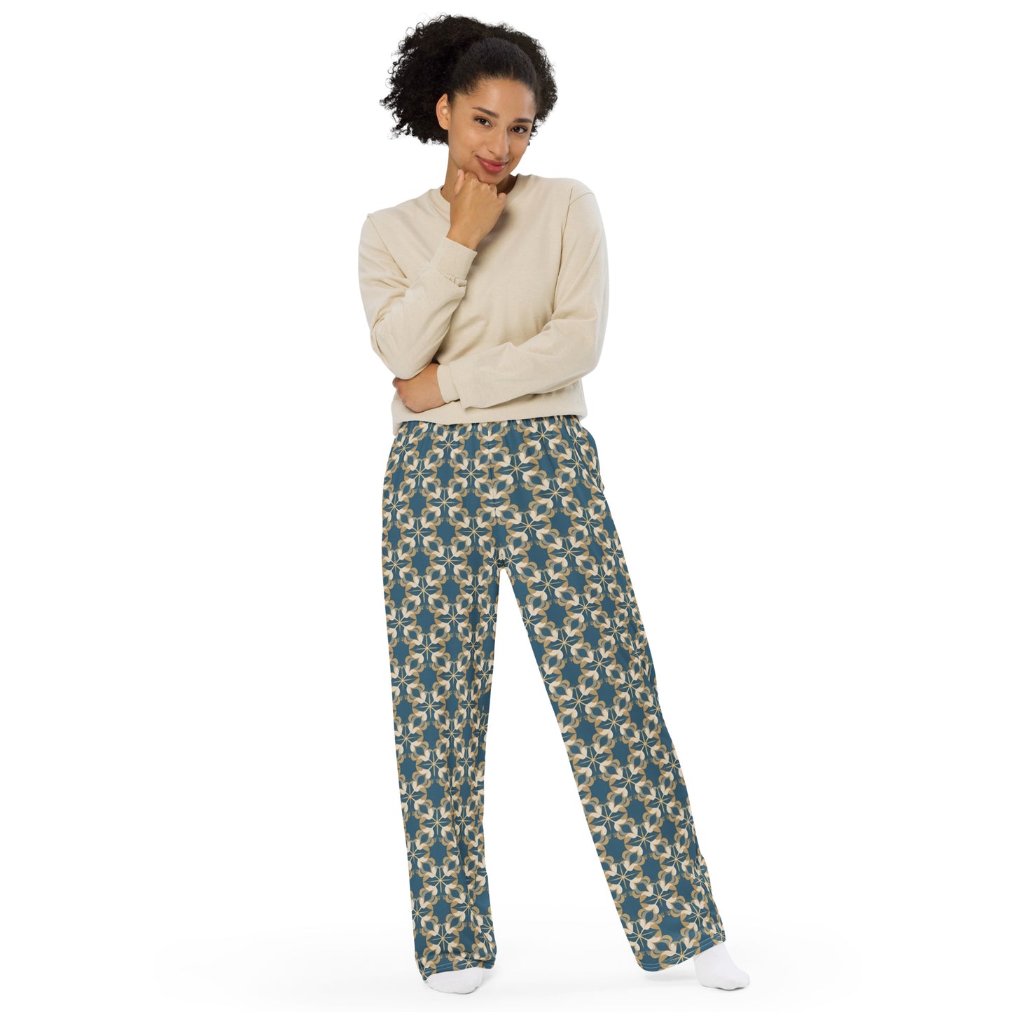 All-over print unisex wide-leg pants