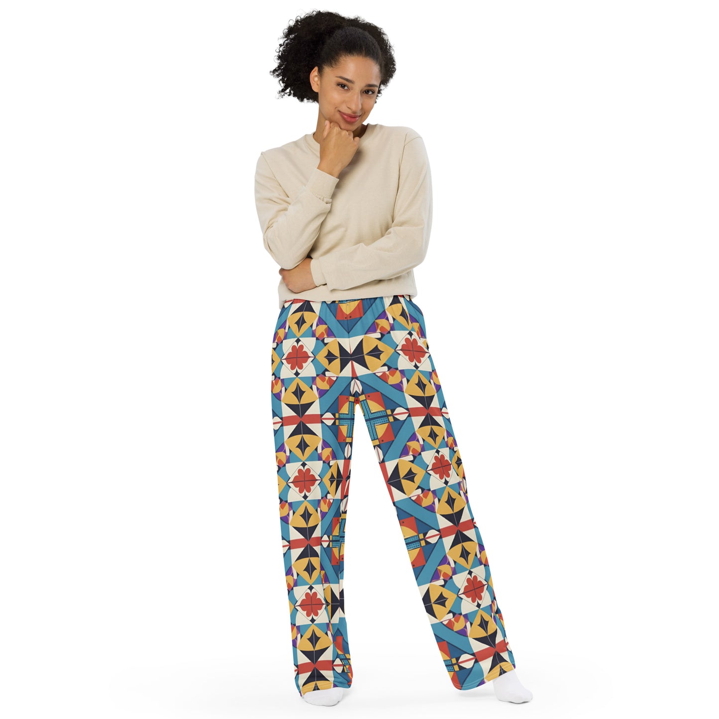 All-over print unisex wide-leg pants