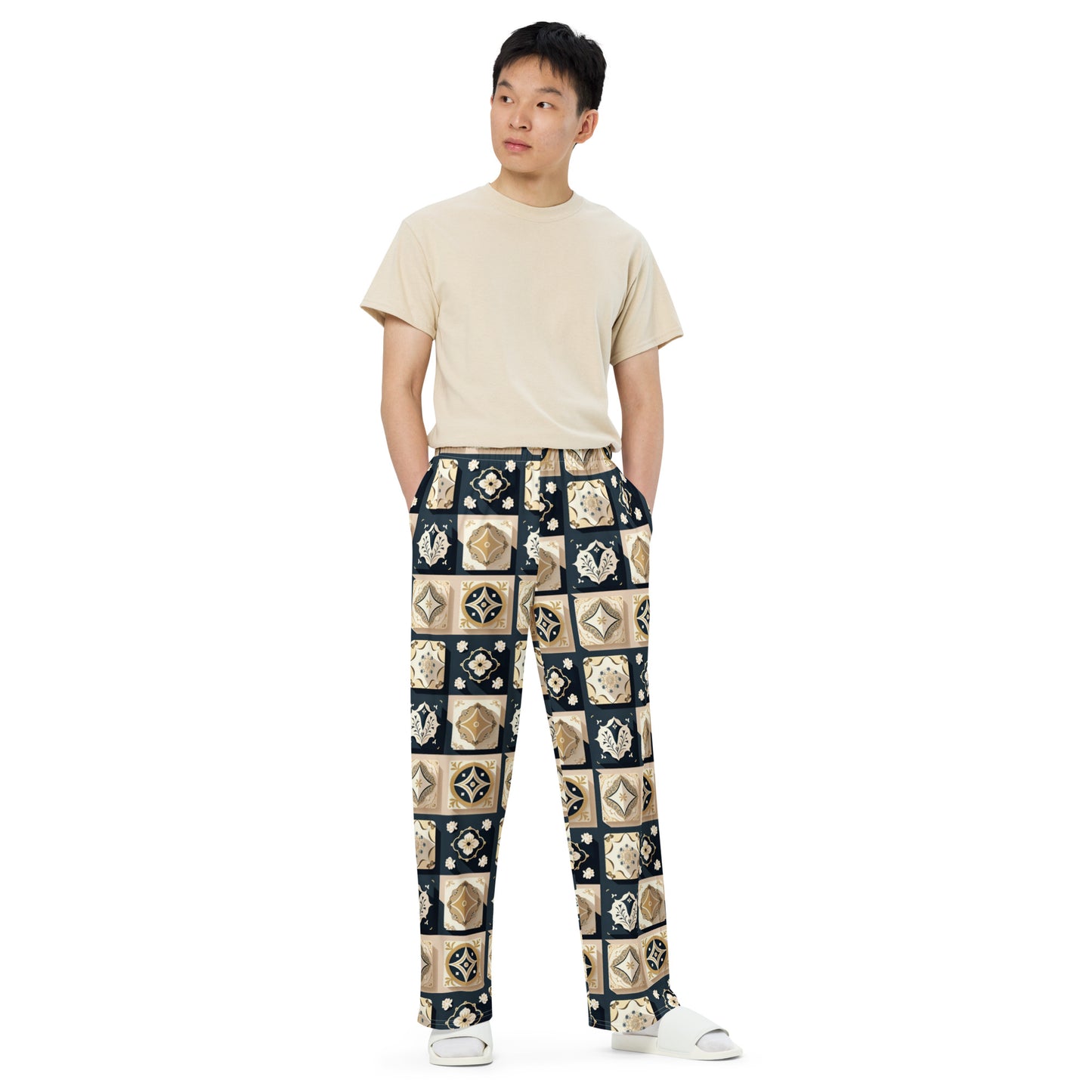 All-over print unisex wide-leg pants