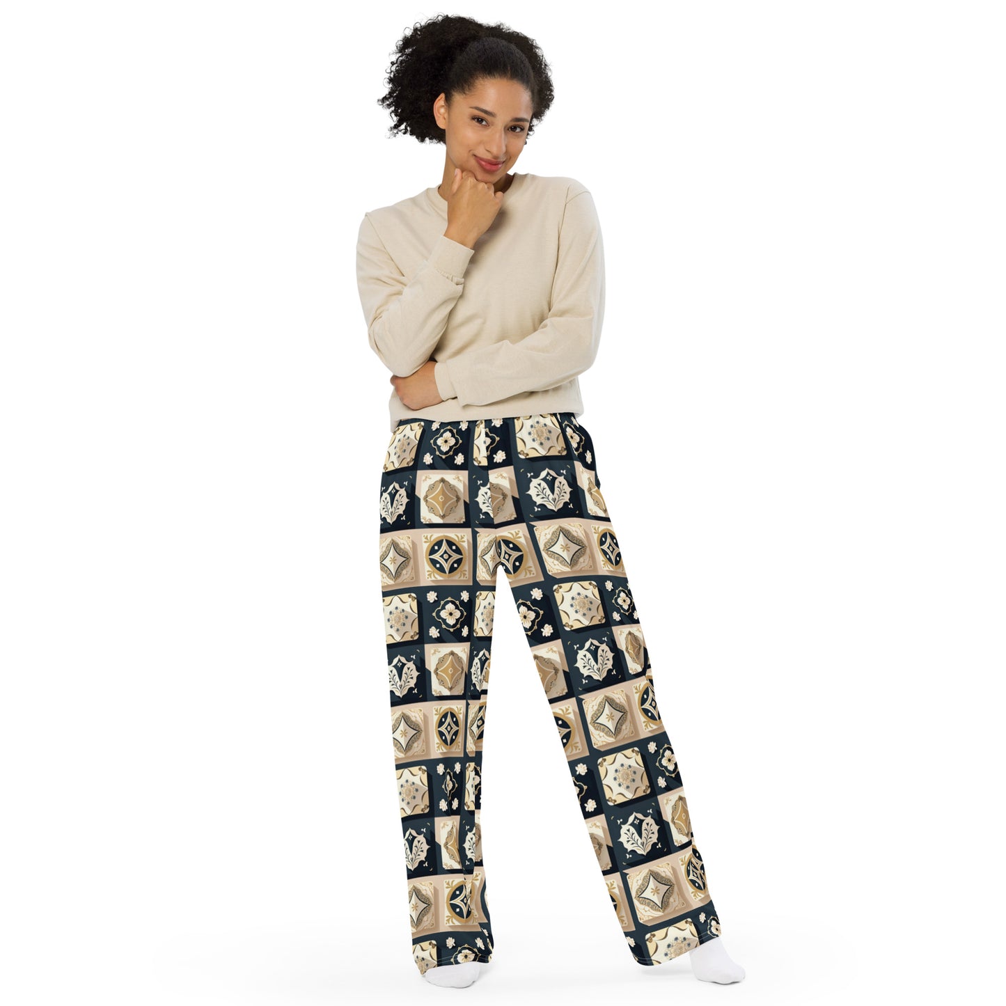 All-over print unisex wide-leg pants