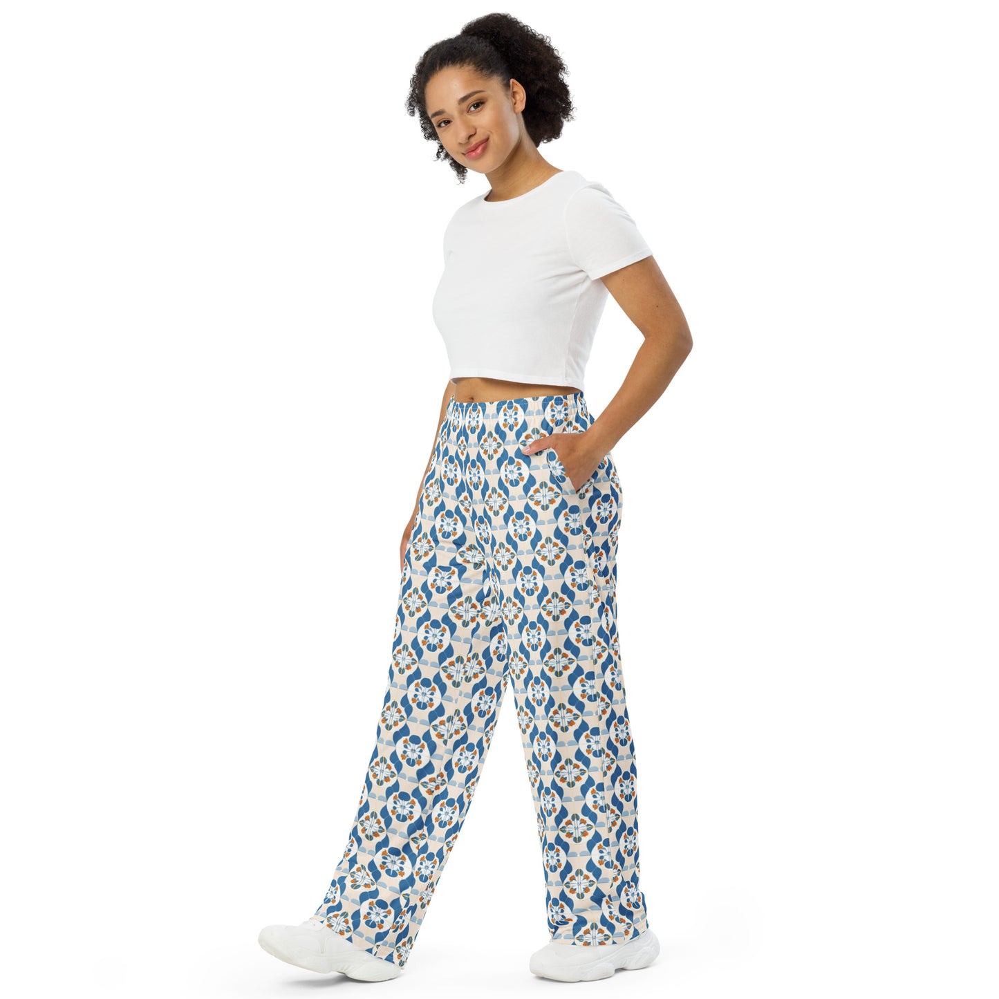 All-over print unisex wide-leg pants